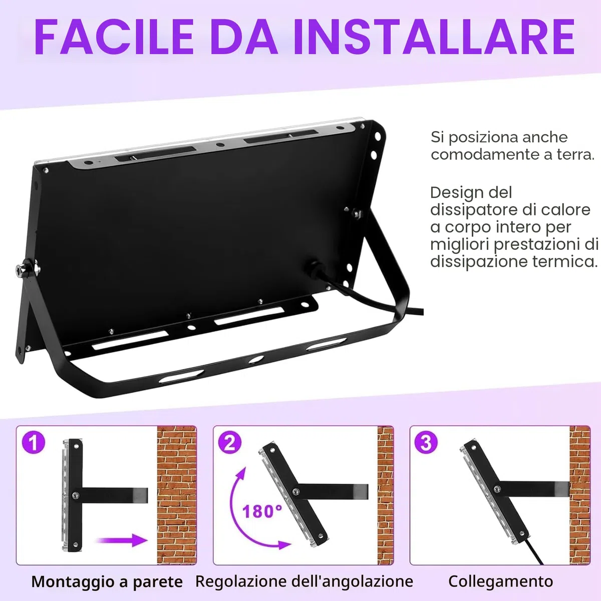 CREATESTAR LED Luce Nera 100W, Faro UV LED IP65 Impermeabile Faretto UV con 1,5m Spina, Lampada per Festa Glow, Acquario, Bar, Poster Fluorescente, Halloween, Discoteca (100W(1PCS))
