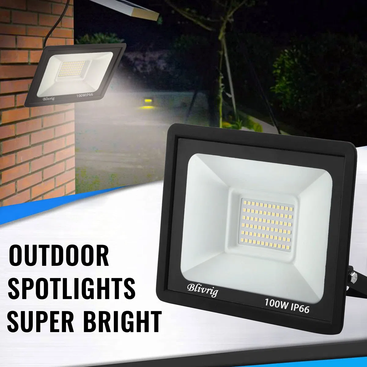 100W Faretto LED da Esterno, Faro LED Esterno Bianco Caldo 3000K, 10000LM Faro LED Parete, Impermeabile IP66 Luce di Sicurezza per Casa Cortile Cantiere Giardino Garage