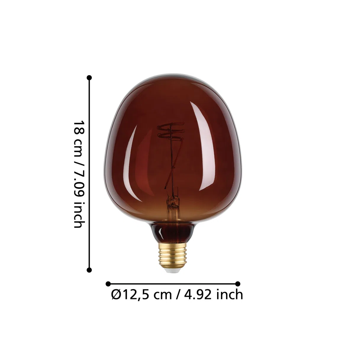 Eglo Lampadina XXL E27, dimmerabile, a spirale, stile rétro, molto grande, marrone cognac, 4 W, 40 lumen, luce bianca calda, 2000 K, lunghezza 18 cm (Confezione da 2)