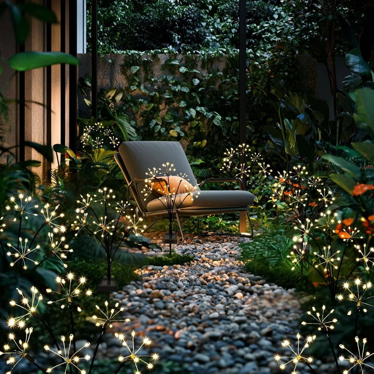 Redefun Luci Solari da Giardino, 2 pezzi 160LED Luci Solari, 8 Modalità luce da Giardino ad Energia Solare, Impermeabile Ondeggiante Luce Lucciola per Esterni Patio Vialetto