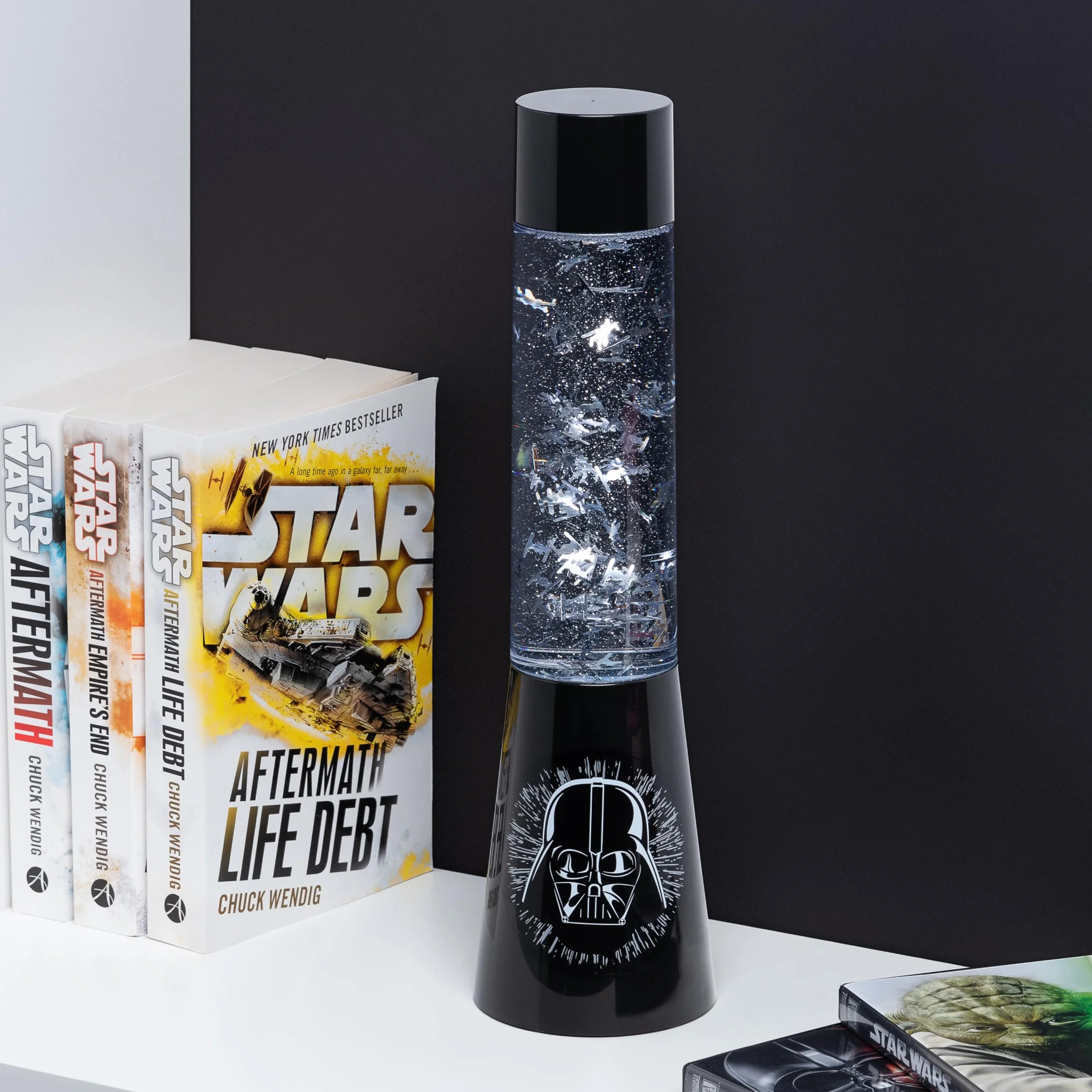 Lampada Glitter Darth Vader Star Wars Con Astronavi Fluttuanti, Decorazione da Camera da Letto