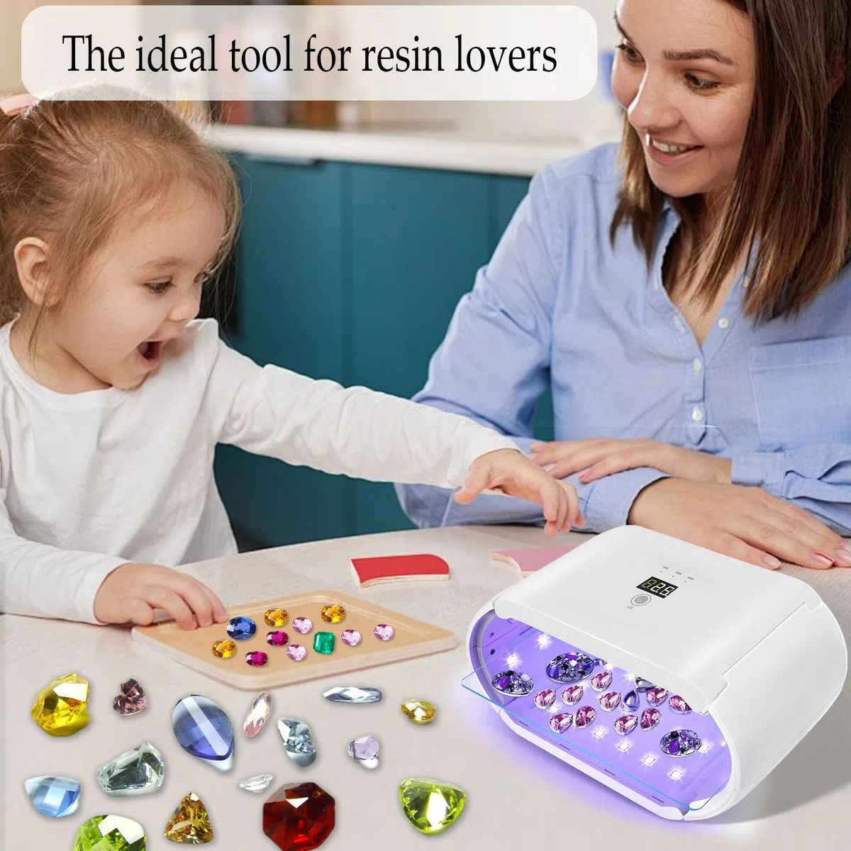 Set di 2 Luce UV Polimerizzazione della Resinas,48W Lampada UV Pieghevole Bifacciale a Polimerizzazione Rapida e Funzione di Temporizzazione per Polimerizzazione della Resina,Stampi in Resina