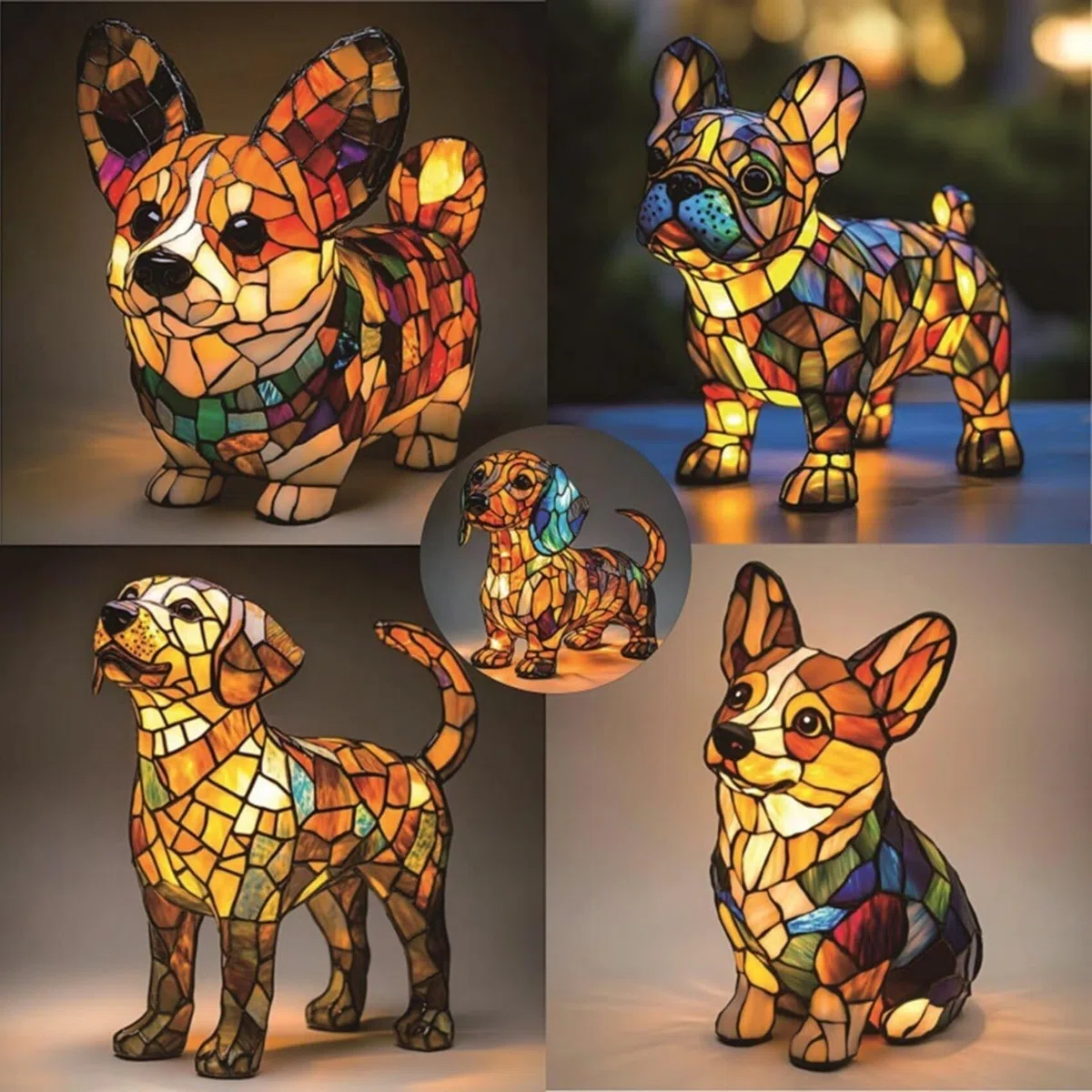 Lampada da comodino a LED a forma di carlino e bulldog inglese - Luce notturna decorativa per animali domestici alimentata tramite USB, regalo per amanti dei cani per casa/ufficio(Dog8)