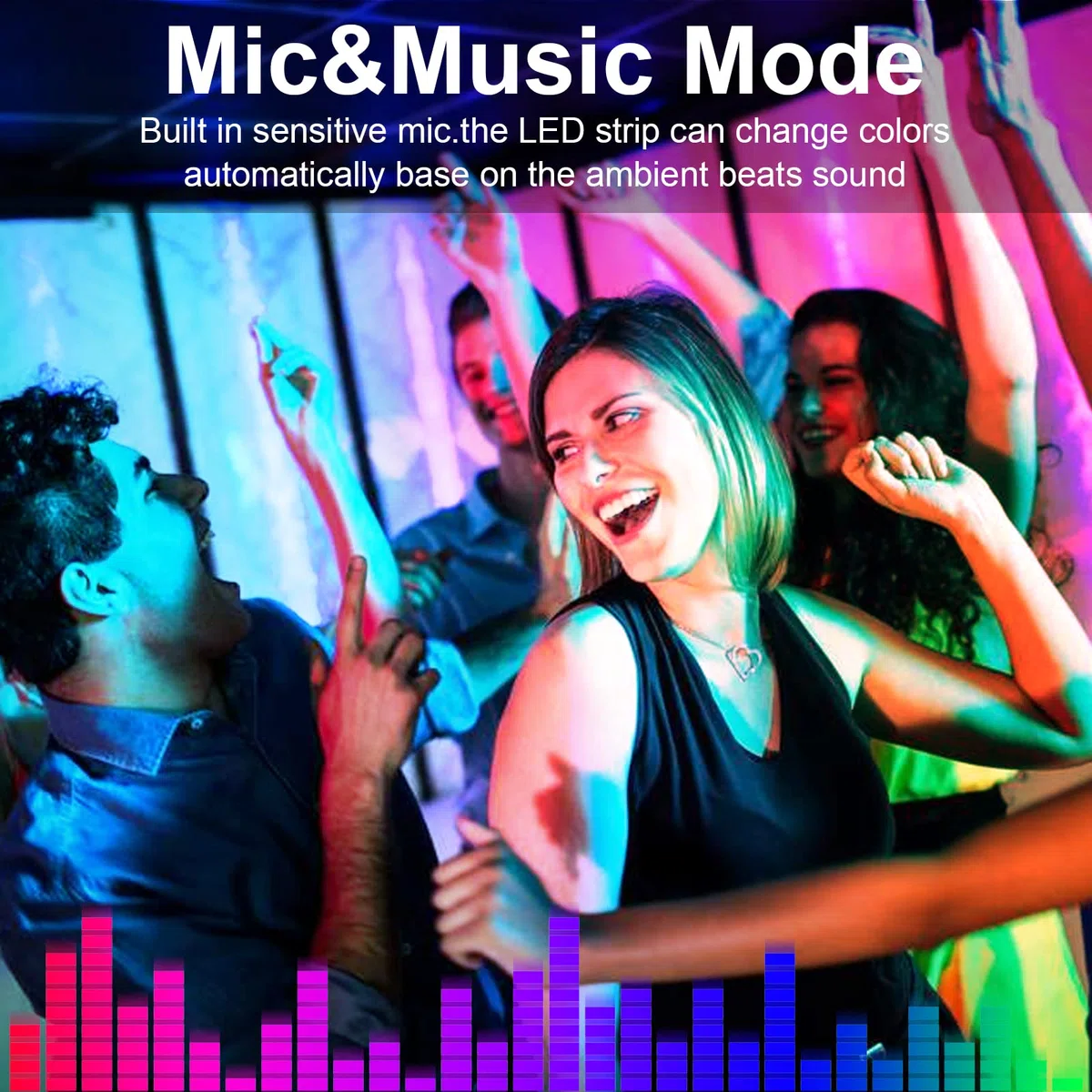 Striscia LED, 10M Impermeabile Strisce LED Luci LED RGB, Bluetooth Strisce LED con Controller App e Telecomando, Striscia Luminosa LED con Musica Sync per la Decorazione di Interni ed Esterni