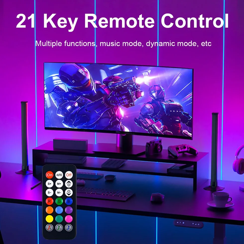 Barre LED RGBIC da Scrivania 42 CM, Luci TV Retroilluminazione Intelligente USB con Sincronizzazione Musicale e Controllo APP, Lampada da Gaming a 270° per PC, Monitor, Accessori Gaming Room