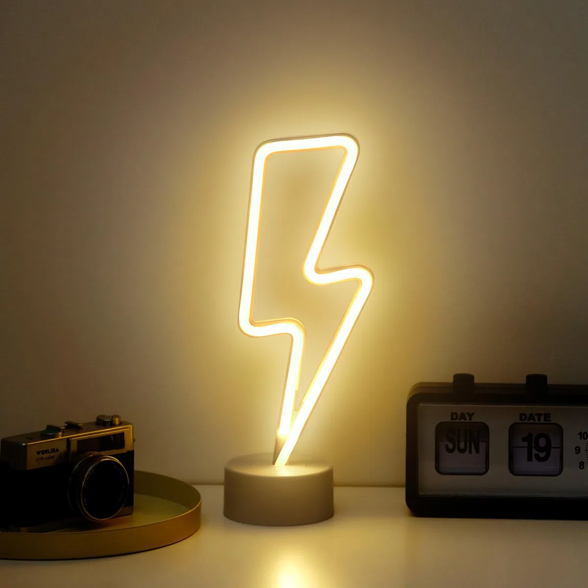 Confezione da 2 Fulmine e Pianeta - Lampada Neon LED Gaming, Luci Neon, Insegna Luminosa LED Camera Decorazioni Gamer, Scritta Luce Lettere Insigne Luminose Muro. Connessione USB o batterie
