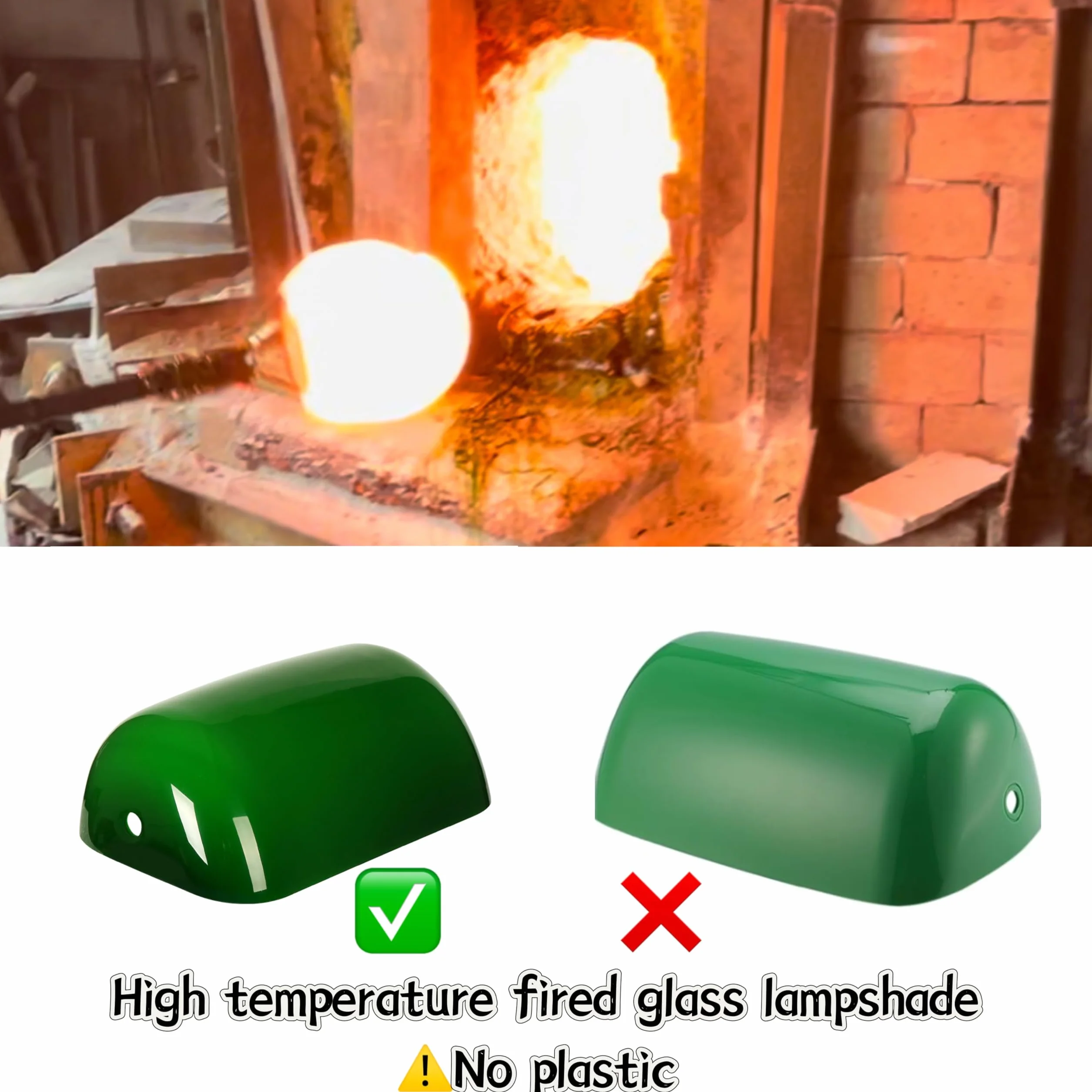 FIRVRE Verde Paralume Vetro Ricambio, Paralume per Lampada da Tavolo, Lampada da Terra, Lampada da Parete, Size 22,5cm x 13cm
