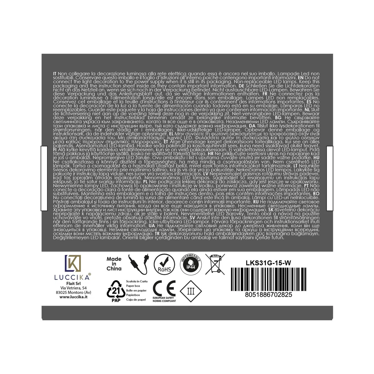 Luci LED Natalizie da Esterno/Interno, 5mm, Cavo Verde, 8 Modalità, Controller 31V con Memoria, IP44 (Bianco Ghiaccio, 15M 300LED)
