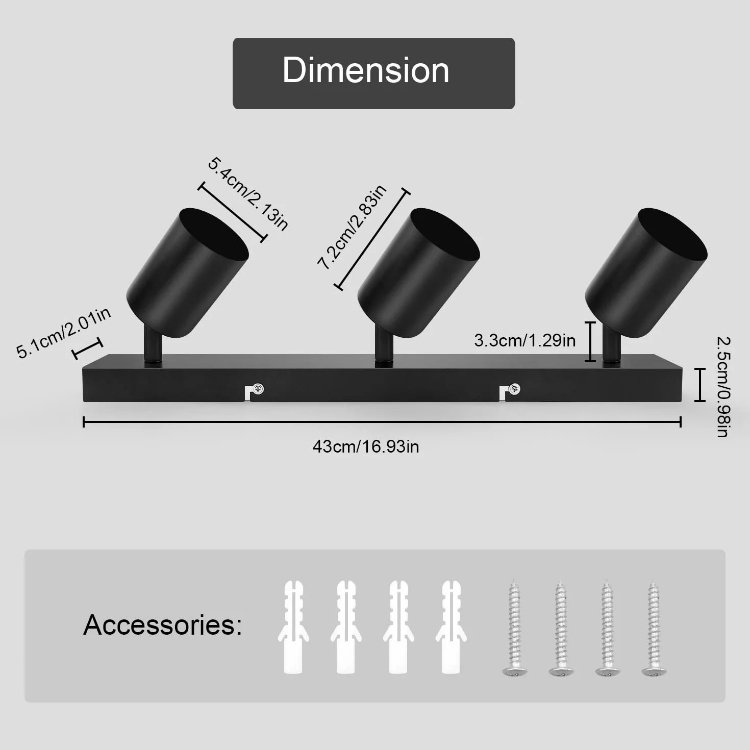 Lampada Faretti da Soffitto LED Orientabili, Faretti da Parete Interno GU10 Nero, Lampadario LED Moderna da Soffitto per Camera da Letto Cucina Soggiorno, Lampadina GU10 non Inclusa
