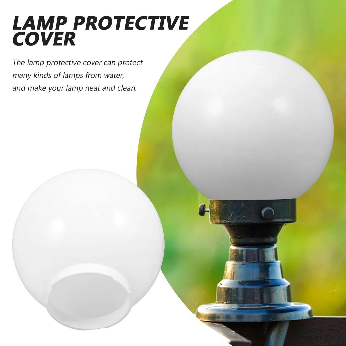 HANABASS Paralume Sferico in Acrilico Bianco Latte per Esterni, Coprilampada a Globo Diametro 25 Cm Modanatura, Accessorio per Lampada da Giardino e Decorazione Luminosa Elegante