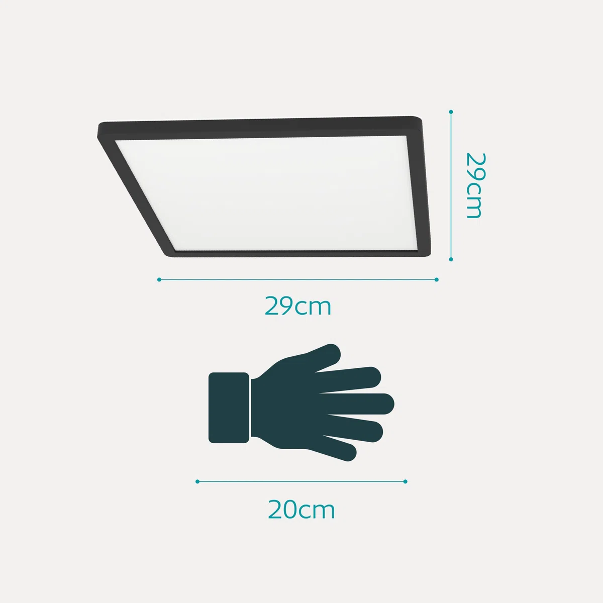 Eglo Lampada da soffitto LED Minerario, esterno, balcone, terrazza, plafoniera in plastica nera, IP54, luce calda, 29x29 cm