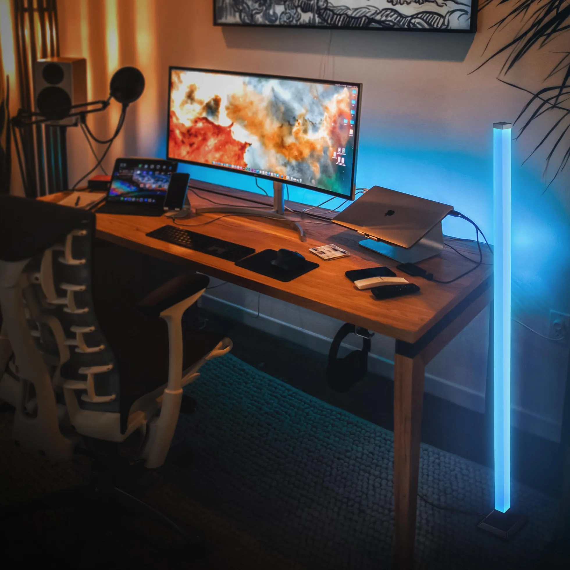BRILONER - Lampada da terra LED con telecomando, dimmerabile, funzione musica, piantana lampada da terra, lampada da terra salotto, lampada soggiorno da terra, 150x12,5x12,5 cm, nero