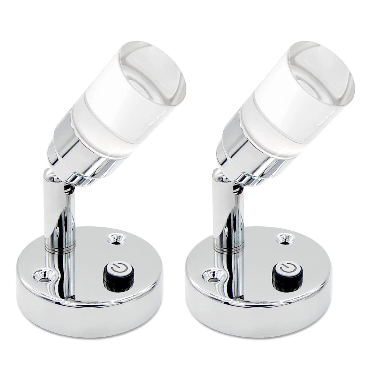 Dream Lighting Faretti LED 12v Camper Interni Luce da Lecture Moderna Acrilico Trasparente e Lega Lucidata Bicolore blu e Bianco Freddo