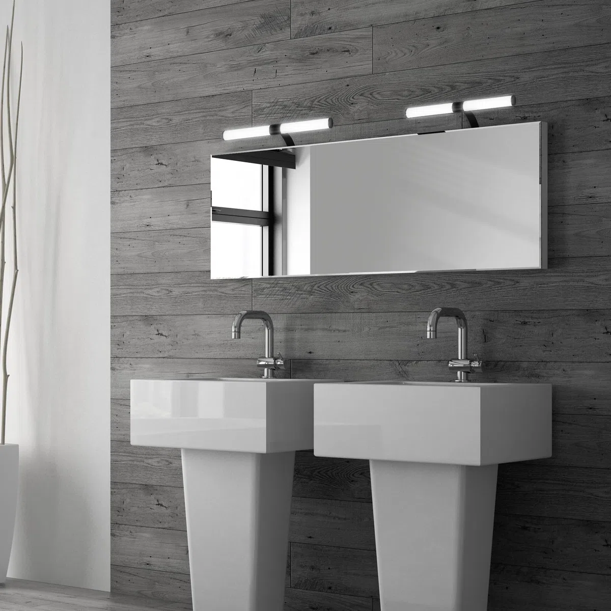 BRILONER Lampada LED a Specchio per Bagno, Lampada a Specchio 2 In 1, Lampada da Mobile, Lampada da Parete, Ip44, Colore Luce Bianca Neutra, 6W, Nero, 40 cm