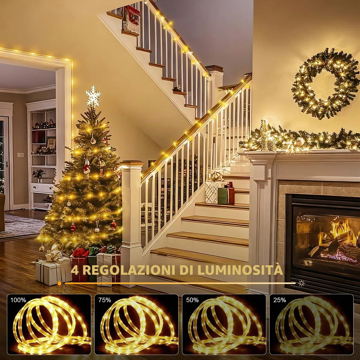 Tubo luminoso da 10 m, 200 LED con telecomando, diametro 7,5 mm, per esterni, IP65, impermeabile, 8 modalità, dimmerabile e timer, tubo luminoso a LED, per interni ed esterni, Natale, giardino, feste