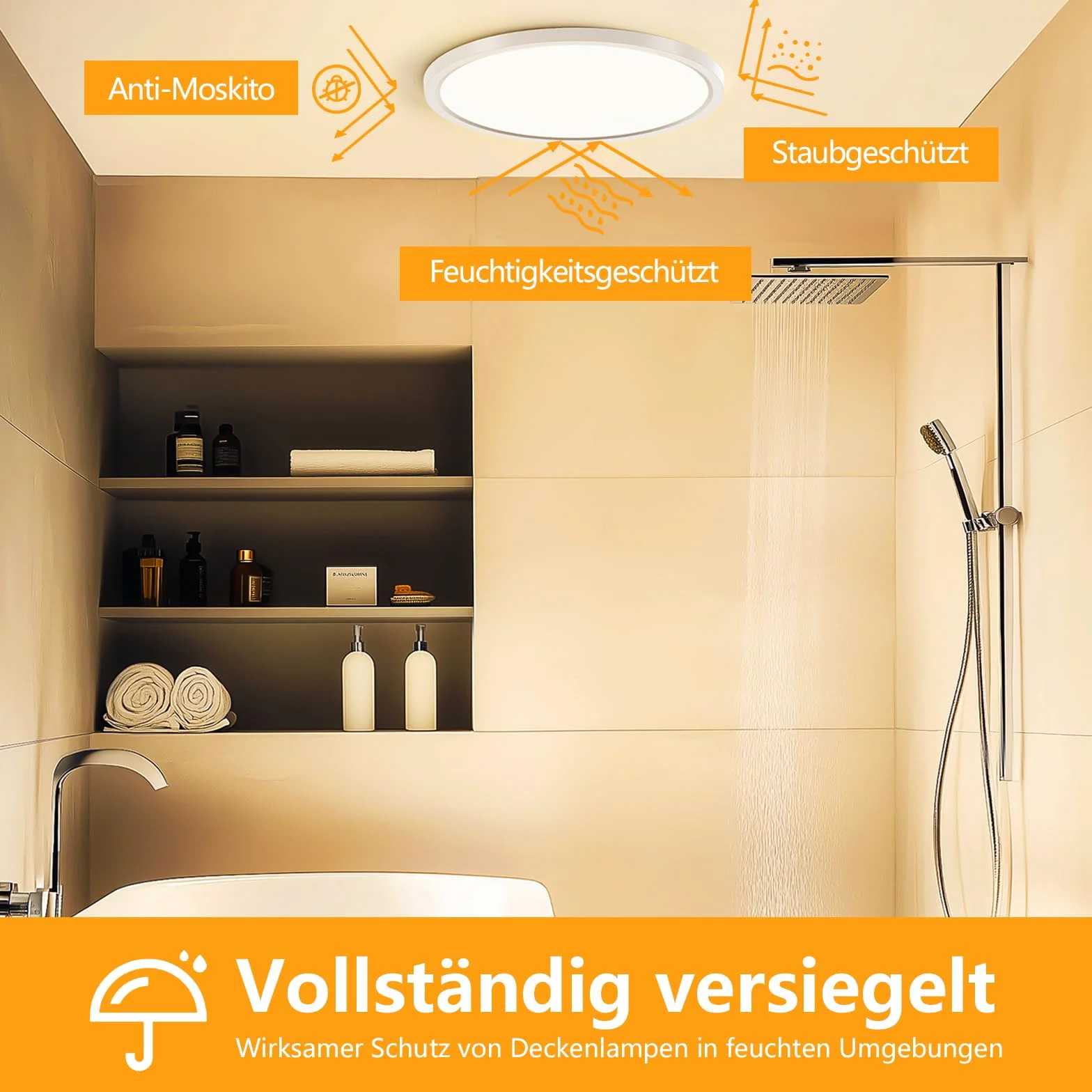 18W 2448LM 3000K Plafoniera Led Soffitto Moderna, IP44 Lampada da Soffitto Rotonda per Garage Corridoio Bagno Camera da letto Cucina Seminterrato Ø22CM (2 pezzi)