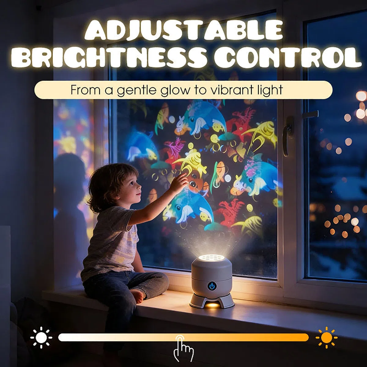 Proiettore di luce LED rotante dinamico per bambini, motivi dinamici fiocchi di neve/Natale/oceano, lampada di proiezione dimmerabile Illuminazione ambientale, Calma e relax (Ocean)