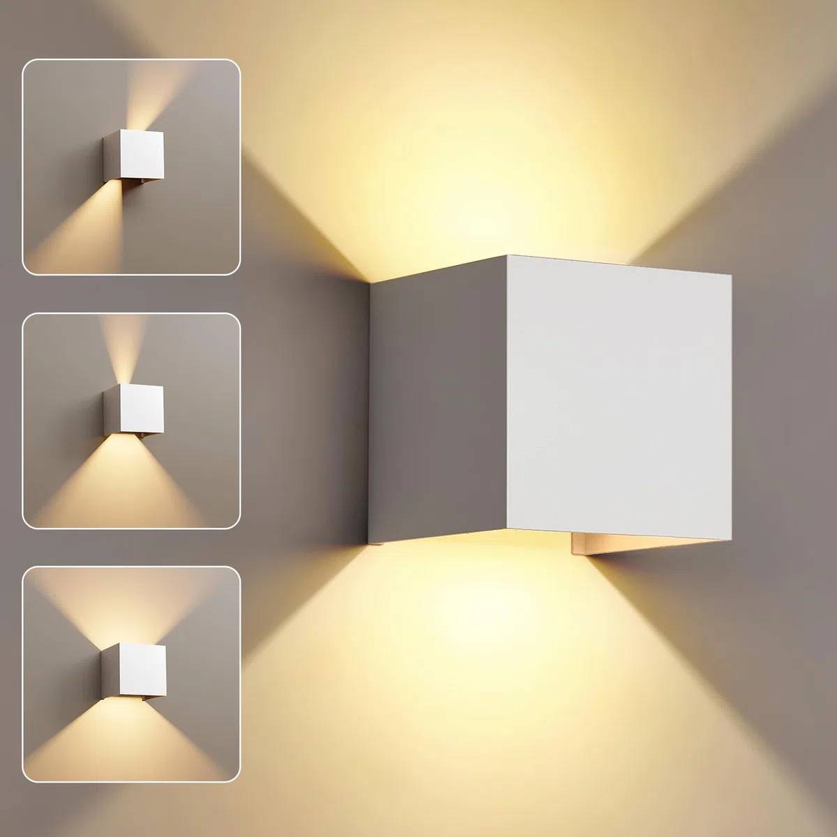 FUPE Applique da Parete Interno/Esterno LED IP65 12W - Luce da Parete Esterno in Bianco con 3 Temperature Colore (3000K/4000K/6500K) e Angolo Regolabile, per Balcone Giardino Corridoi Scale