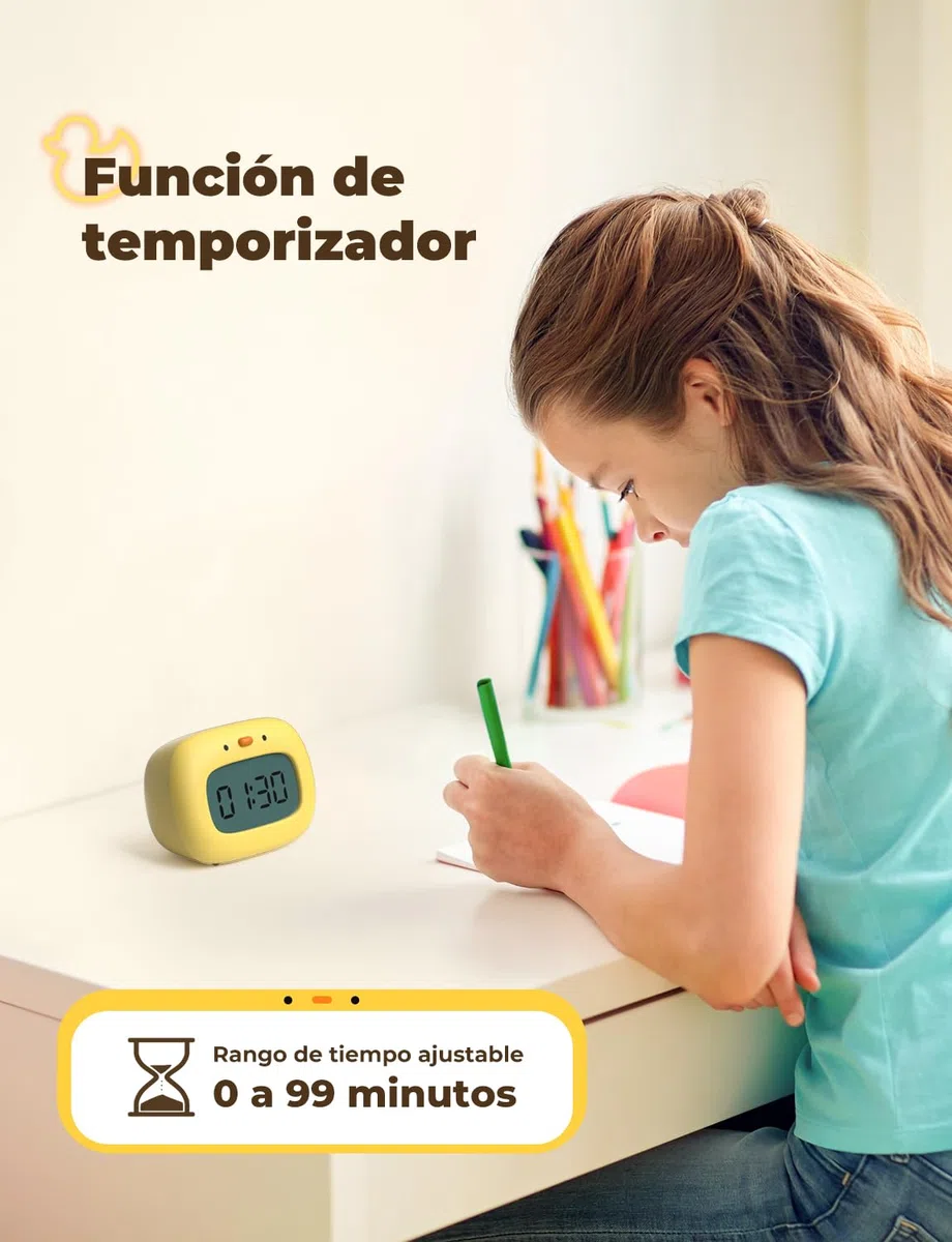 YISSVIC Sveglia per bambini, sveglia da mattina digitale, 3 allarmi/12/24 ore/Snooze/Timer/Display della settimana, Tipo C, ricaricabile, per bambini adulti, forma anatra