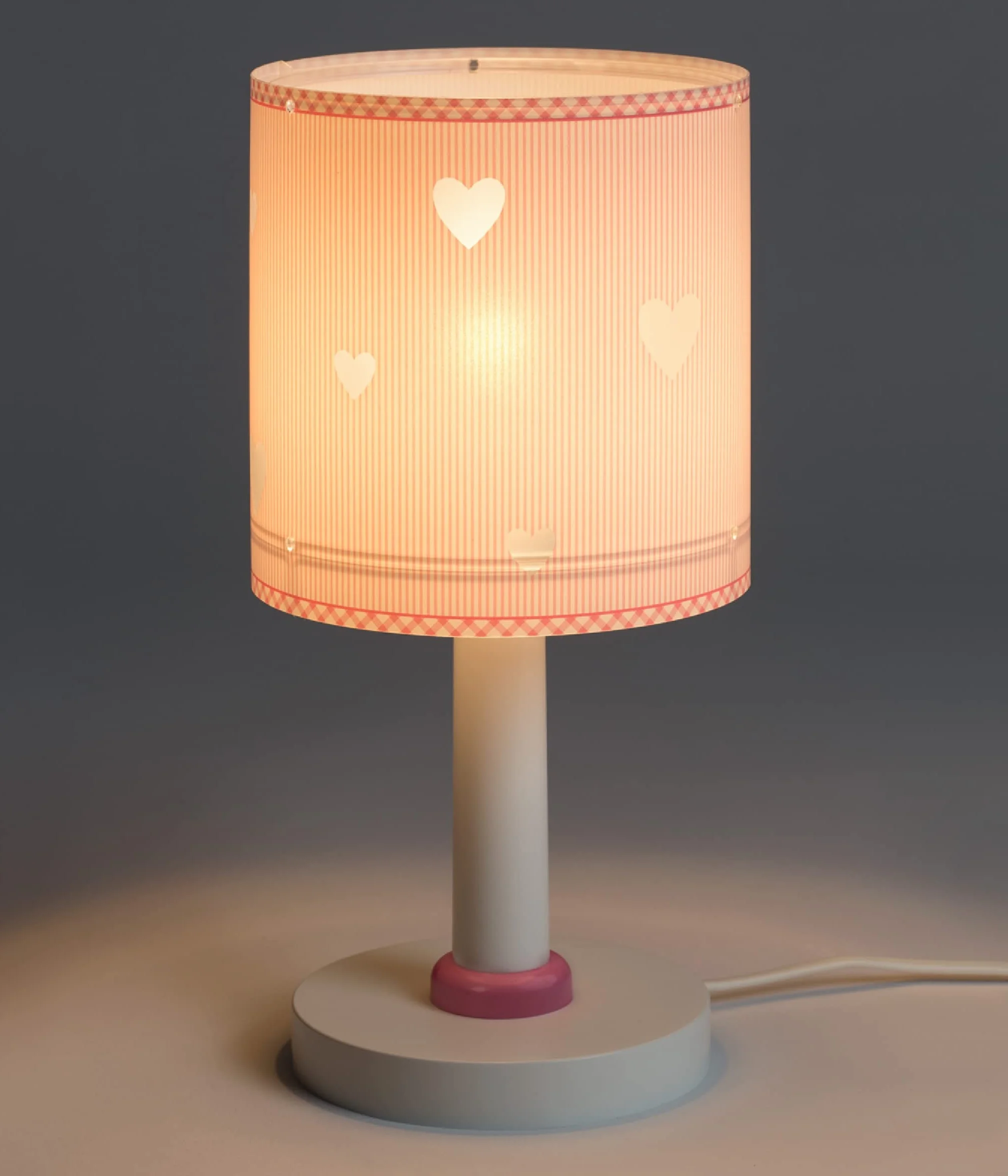 Dalber Lampada da tavolo o comodino per bambini Sweet Dreams Cuori rosa