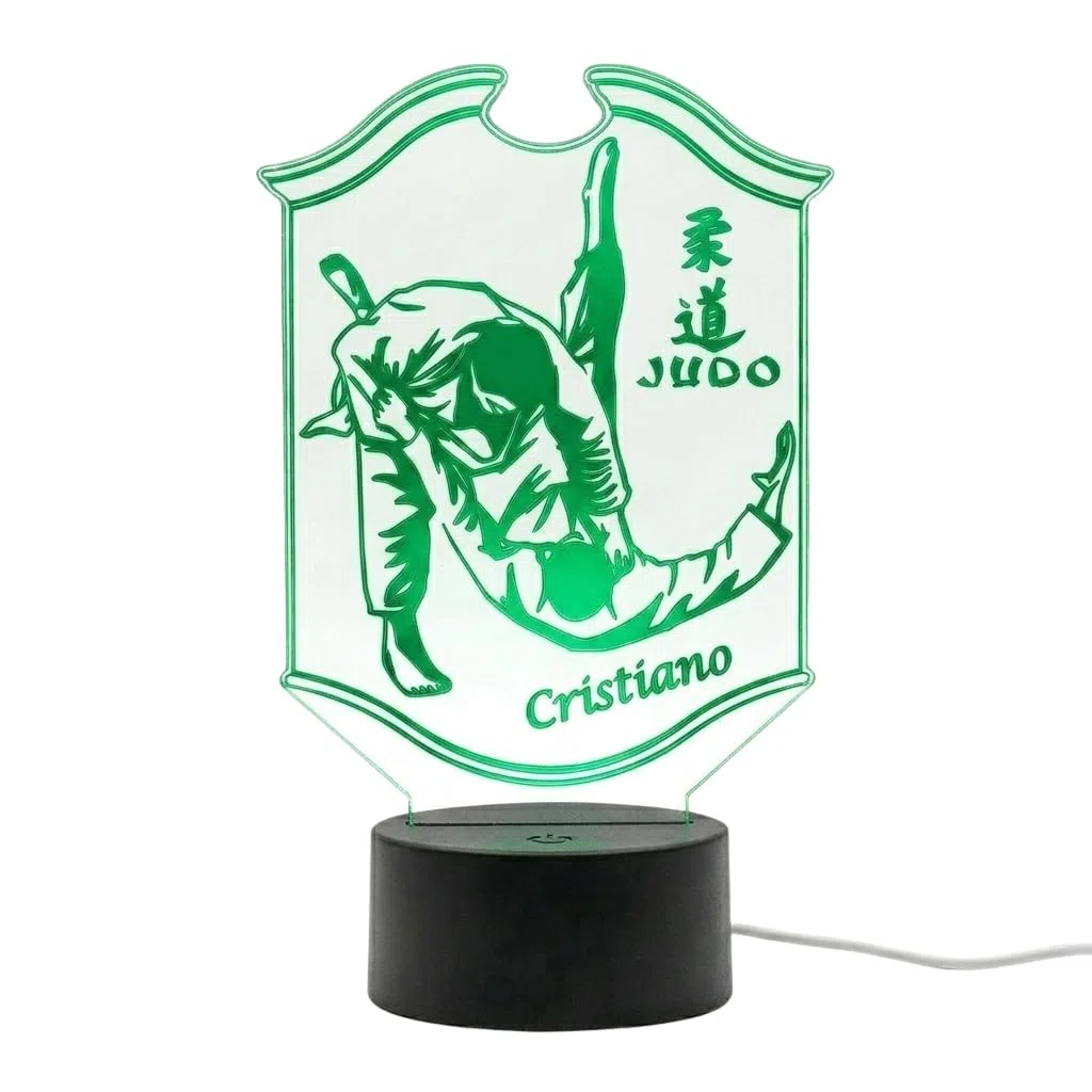 Generico Lampada LED Judo Personalizzata con Nome – Luce Notturna 3D per Judoka – Idea Regalo Sportiva per Bambini e Adulti – 7 Colori RGB – Decorazione Camera e Palestra – Materiale Acrilico
