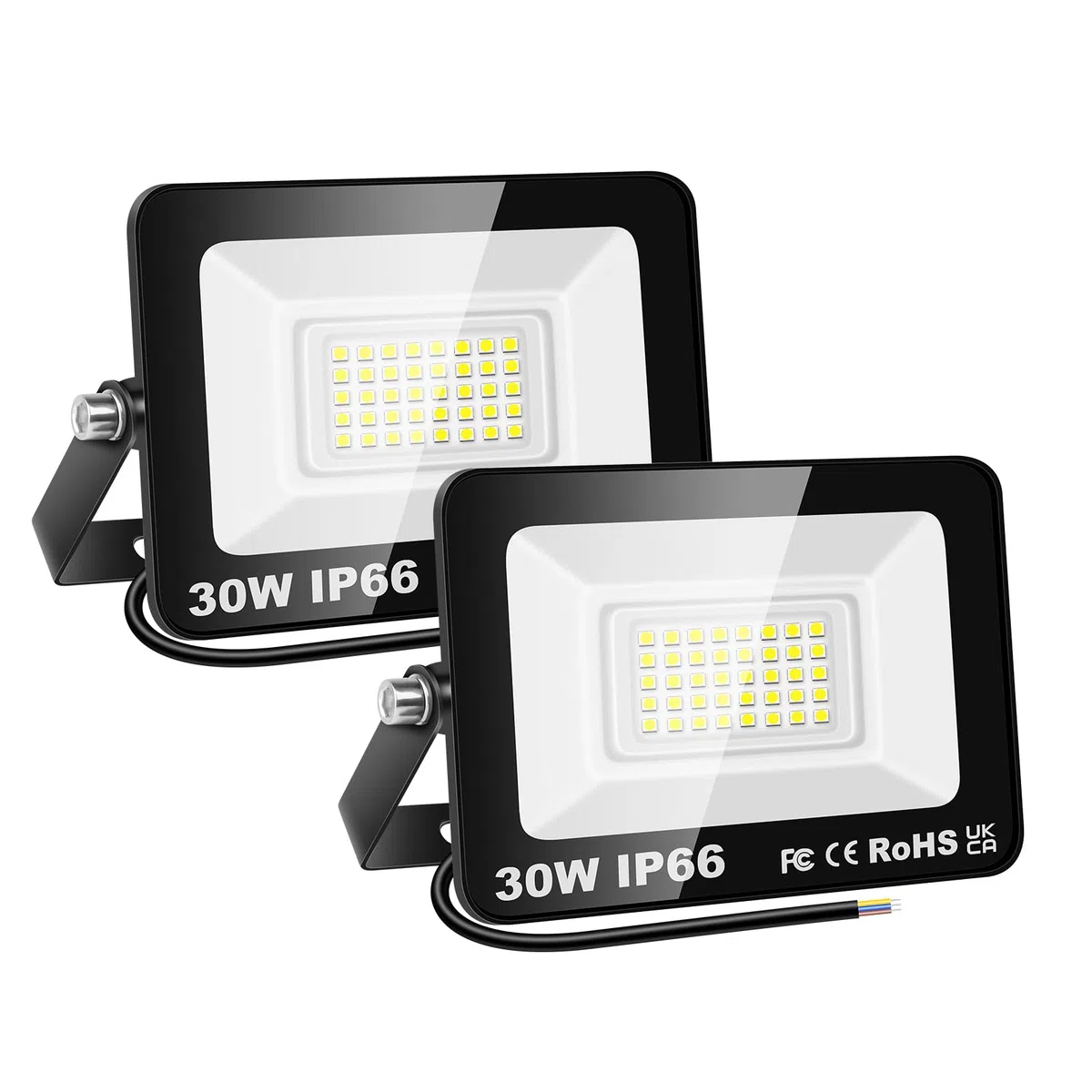 PICAA Faretto LED da Esterno, 2X 30W Faro da Lavoro a LED 6500K, luce di sicurezza LED,Proiettore Super Luminoso, Proiettore da Costruzione per Campeggio, Riparazione Auto, Escursionismo e Pesca