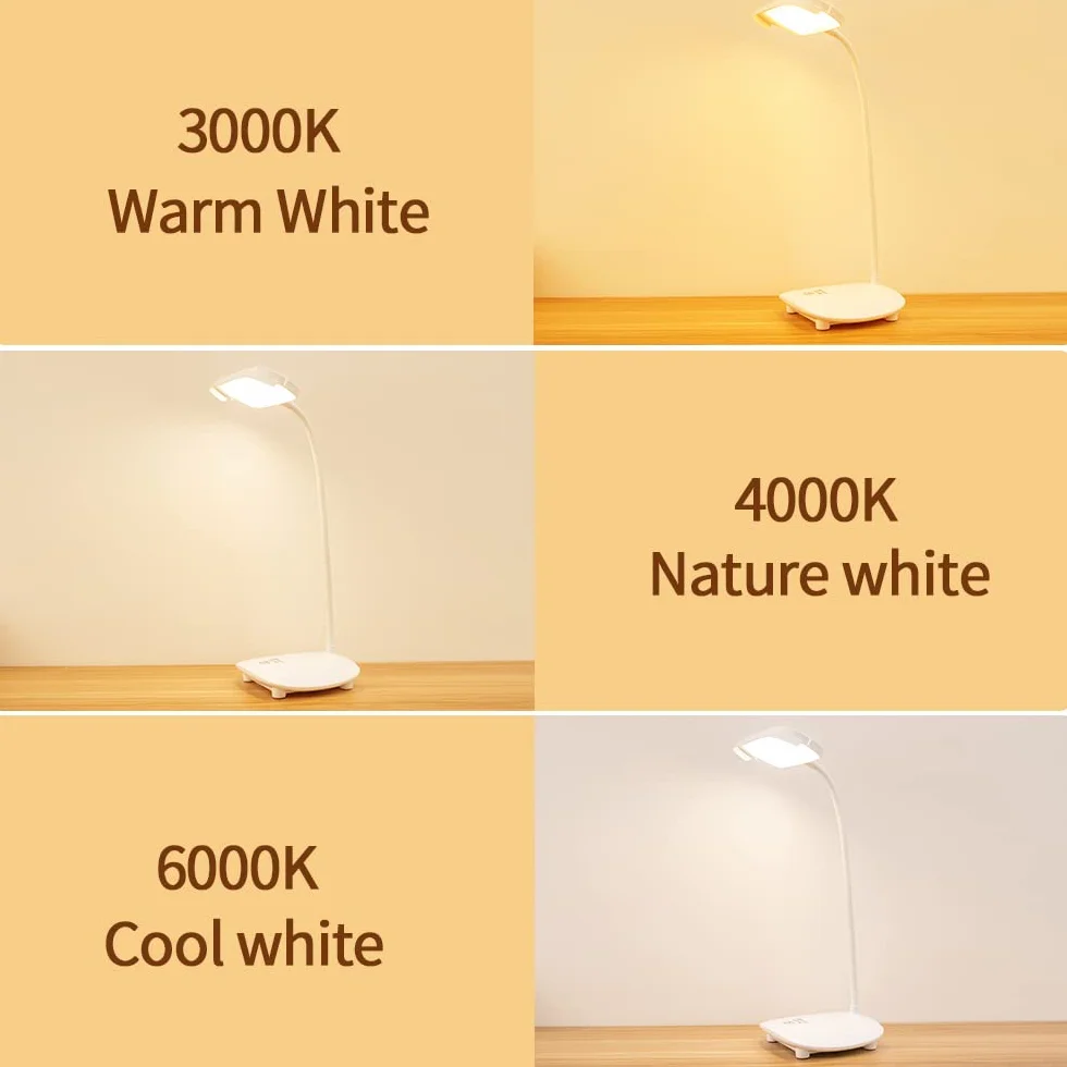 Lampada da Scrivania Senza Fili, Batteria Ricaricabile con 2 Batterie Da 4200 Mah, 40LED, Touch Dimmerabile, 3 Colori, Funzione Memoria, Ricaricabile, Lampada da Tavolo Portatile