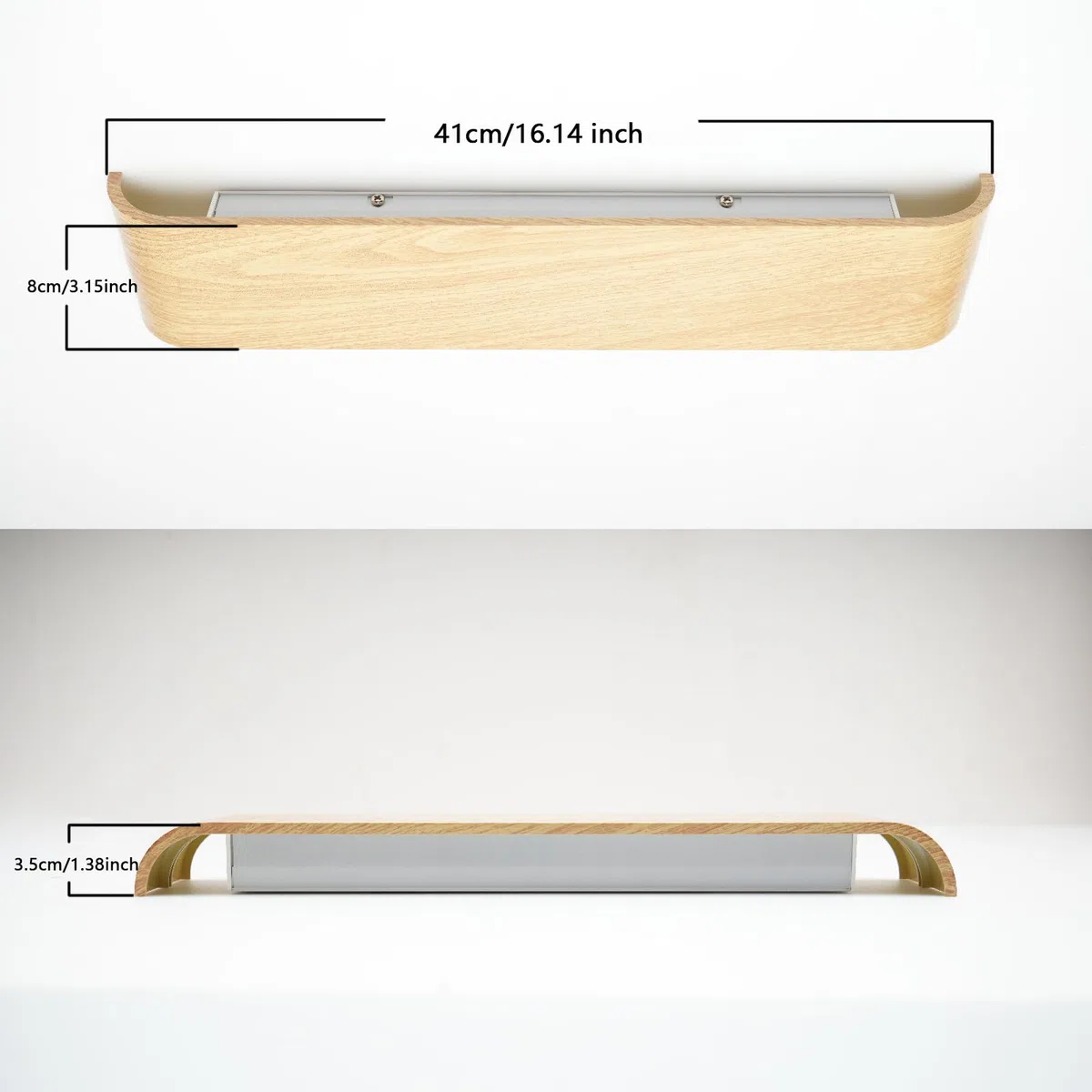 Lampada da Parete LED Interni Luce Alluminio 24W 41CM Applique da Parete Interno Moderno Lampada a Muro per Camera da Letto Scale Corridoio, 3 Modalità Luce (venature del legno)