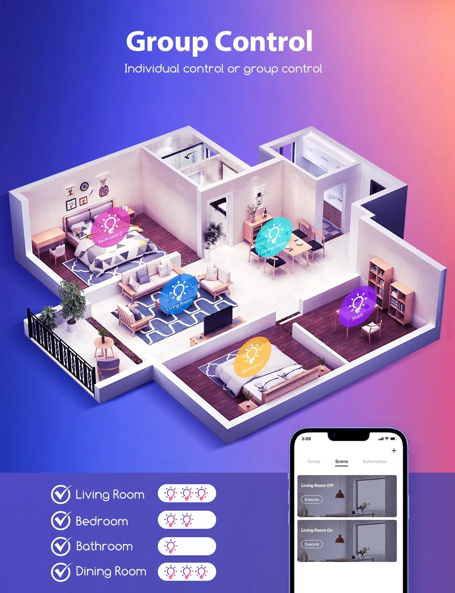 Aigostar 9W Faretti LED da Incasso per Cartongesso, 2 pezzi Faretto Led Incasso, Lampada da Incasso, App Controllo RGB Dimmerabile, Bianco Caldo a 2700-6500K 780LM, Compatibili con Alexa e Google Home