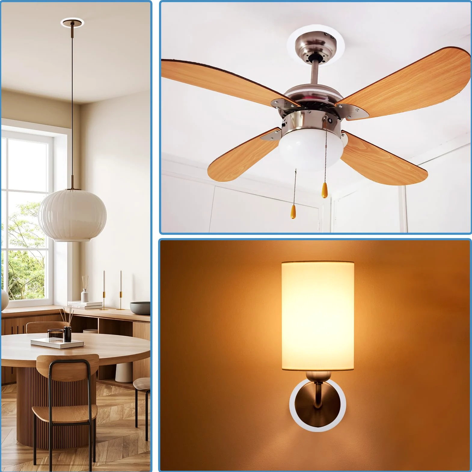 PATIKIL Anelli Stupidi ID 3,39", OD 4,72", 6pz Anelli Stupidi Metallo Copertura Luce Incasso per Apparecchi Soffitto, Parete, Illuminazione Led, Finitura Opaca Bianca