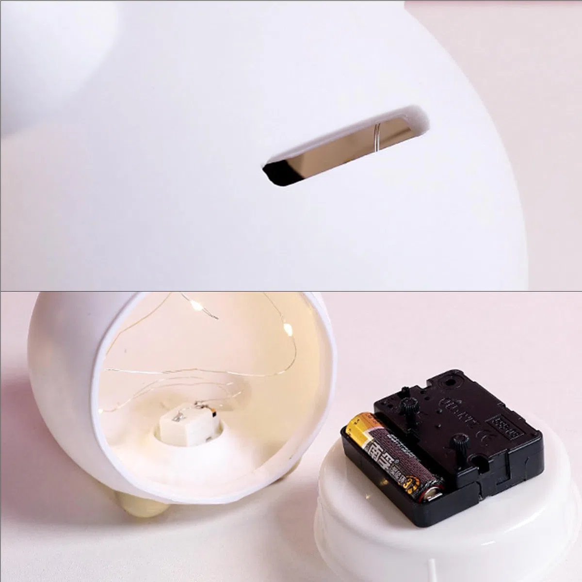 Sveglia con luce, design a forma di orecchie di cartone animato, sveglia a LED per bambini, strumento di gestione del con batteria di grande capacità