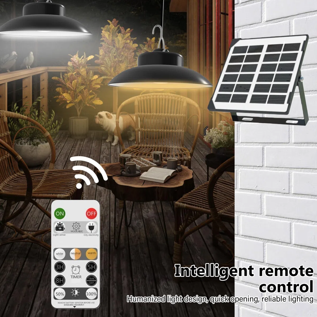 GBKDQQ Lampade solari per esterni da appendere con telecomando, lampada a sospensione solare dimmerabile e IP65, impermeabile, con cavo da 5 m, per giardino, terrazza, balcone, gazebo garage