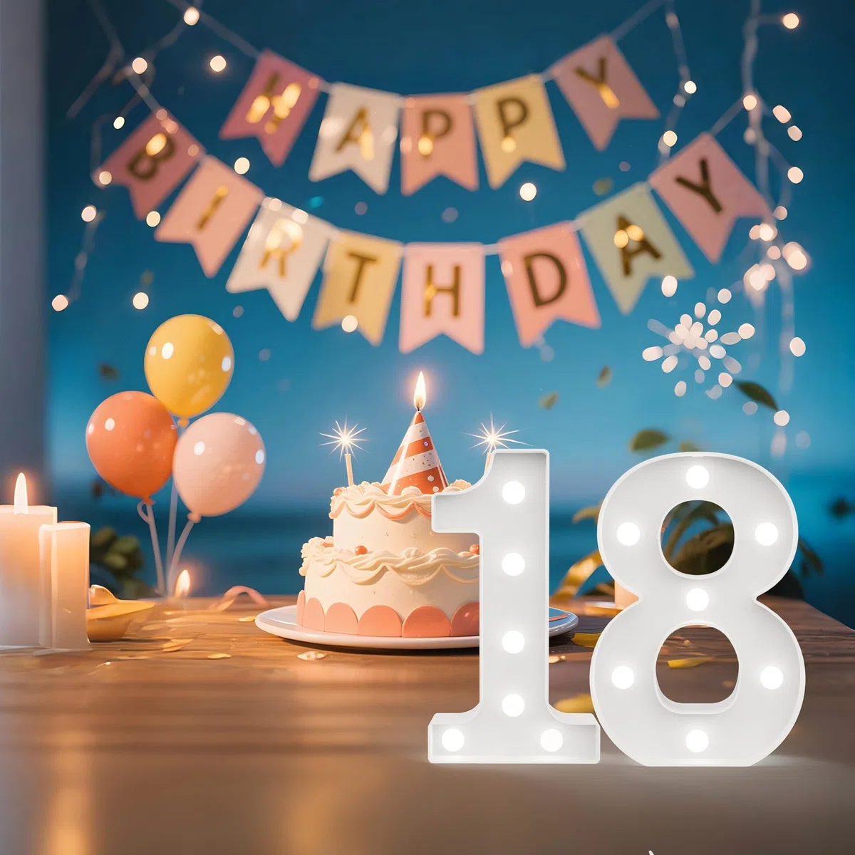 Ledido Numeri luminosi a LED per tendone, numeri freddi e caldi, per decorazioni per il 18° compleanno, luci a LED per anniversario di matrimonio, laurea, casa, camera da letto, tavolo, decorazione
