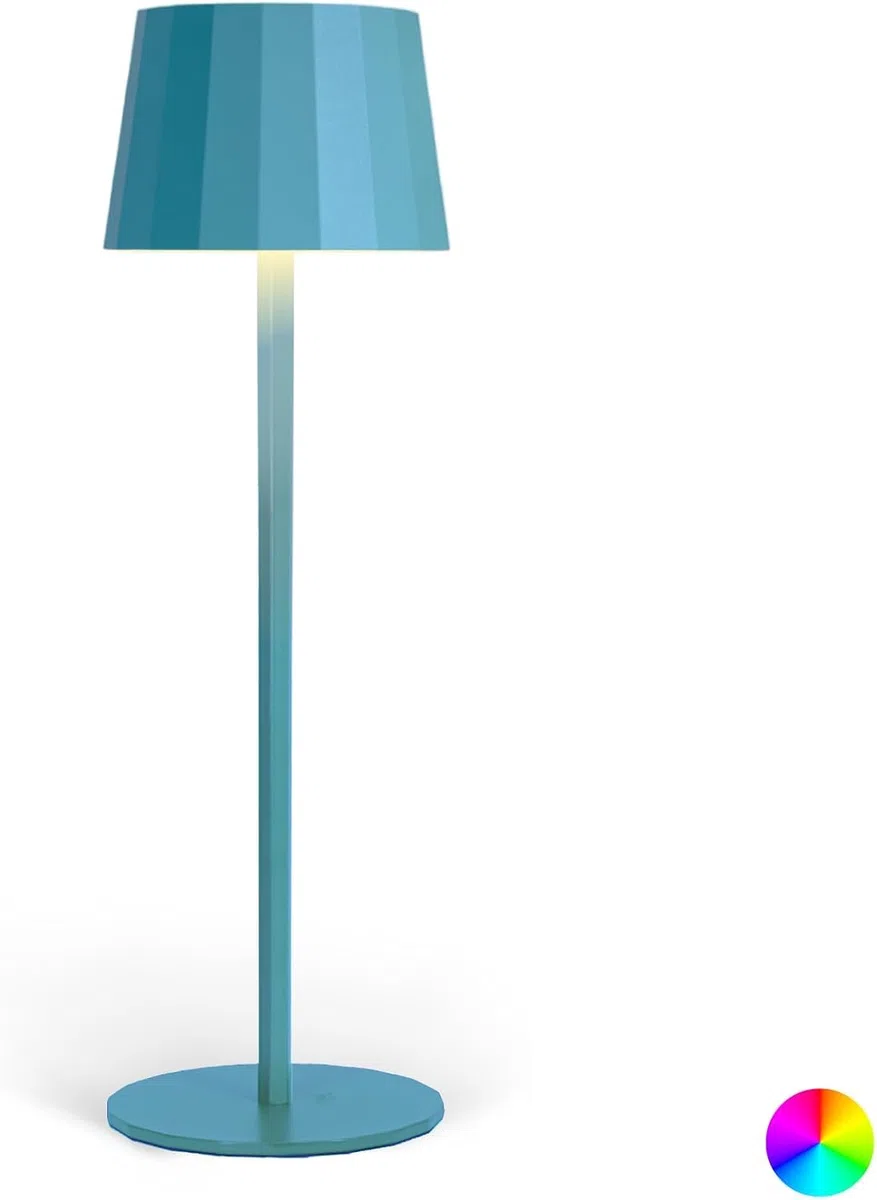 Rainbow Lampada da Tavolo Design Senza Fili Impermeabile IP54 in Alluminio Autonomia 23 Ore, Lampada Dimmerabile Led RGB Ricaricabile con Touch Control e Sistema Antiribaltamento (Azzurro)
