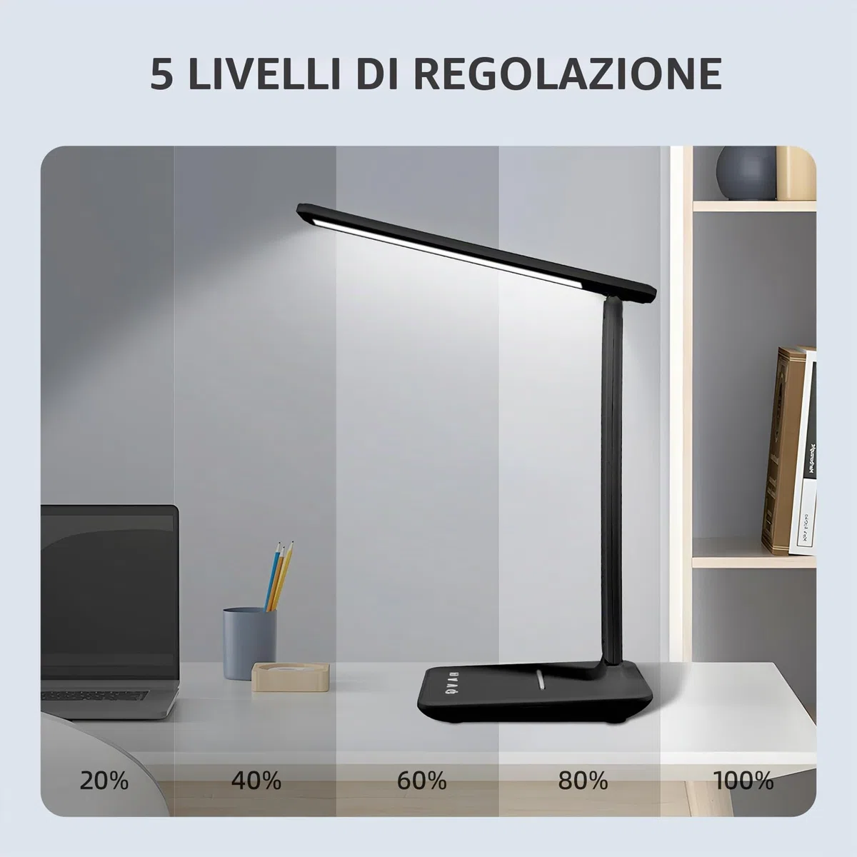 Lampada da scrivania a LED, dimmerabile, lampada da tavolo a LED con 5 colori e 5 livelli di luminosità, lampada da lettura con porta di ricarica USB, controllo touch per bambini, camera da letto