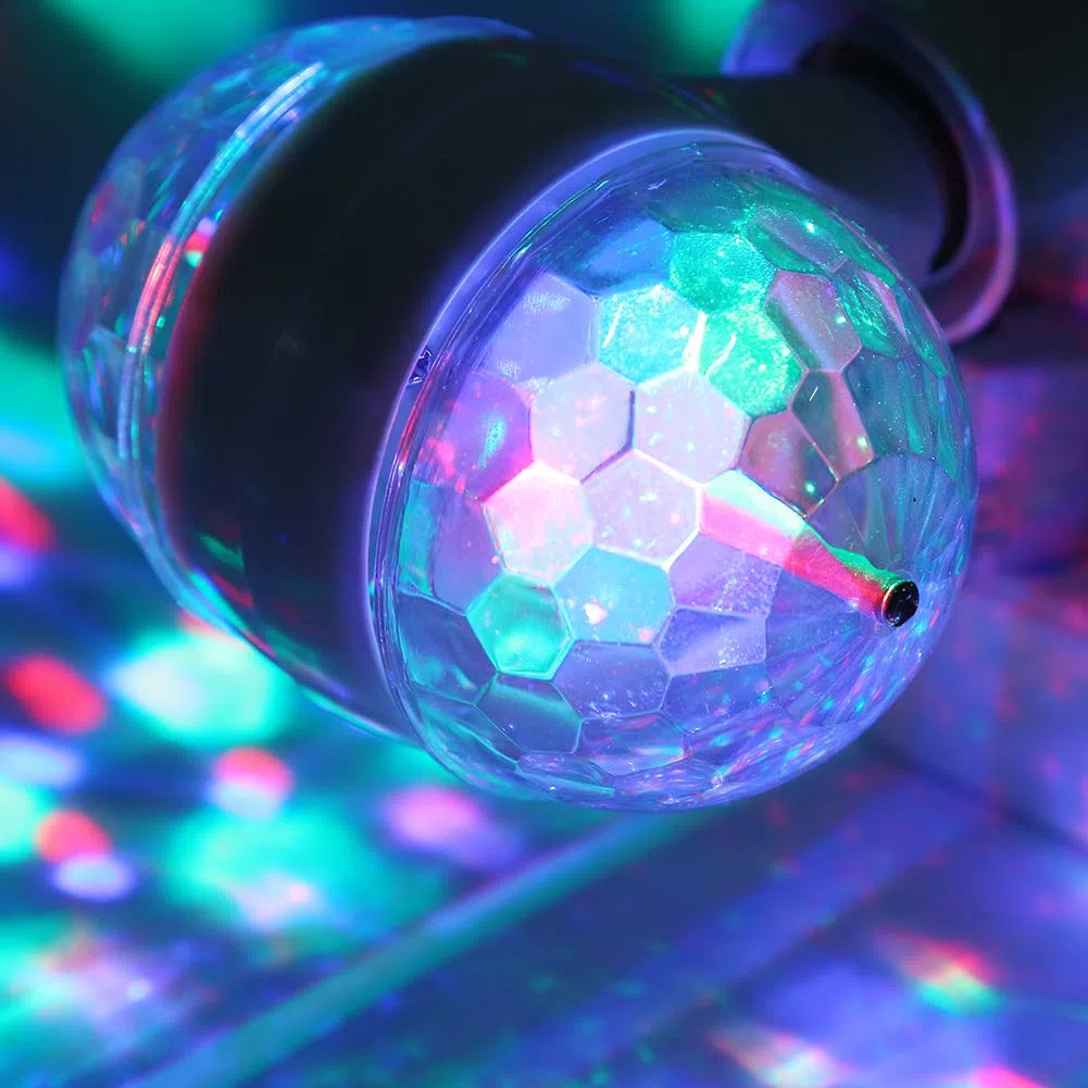 Lampada da palcoscenico da discoteca E27 Lampada a Effetti RGB LED Lampadina a sfera Rotatoria Luce di Scena Discoteca Serata Club Festa Compleanno(EU plug)