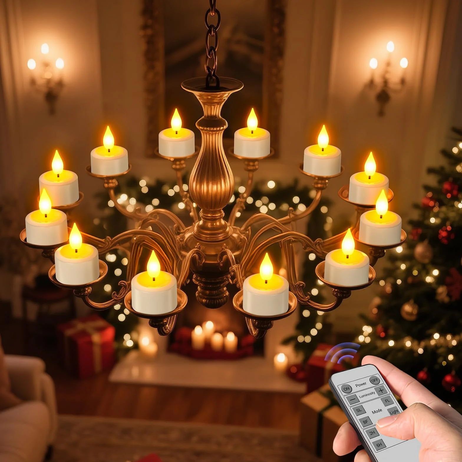 SoulBay 6 pezzi Tea Light Candele LED con Telecomando, Candele Finte LED Batteria USB Ricaricabili Elettriche Effetto Reale con Timer, Natalizie Decorative Luci per Halloween Casa Natale Decorazioni