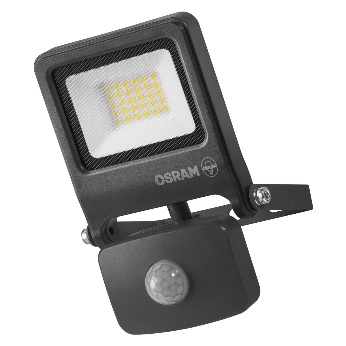 OSRAM Proiettore LED ENDURA FLOOD PC 20W con sensore, 4000K, 1800 lumen, IP44 con rilevatore di movimento IR, tempo/lux regolabile, grigio scuro