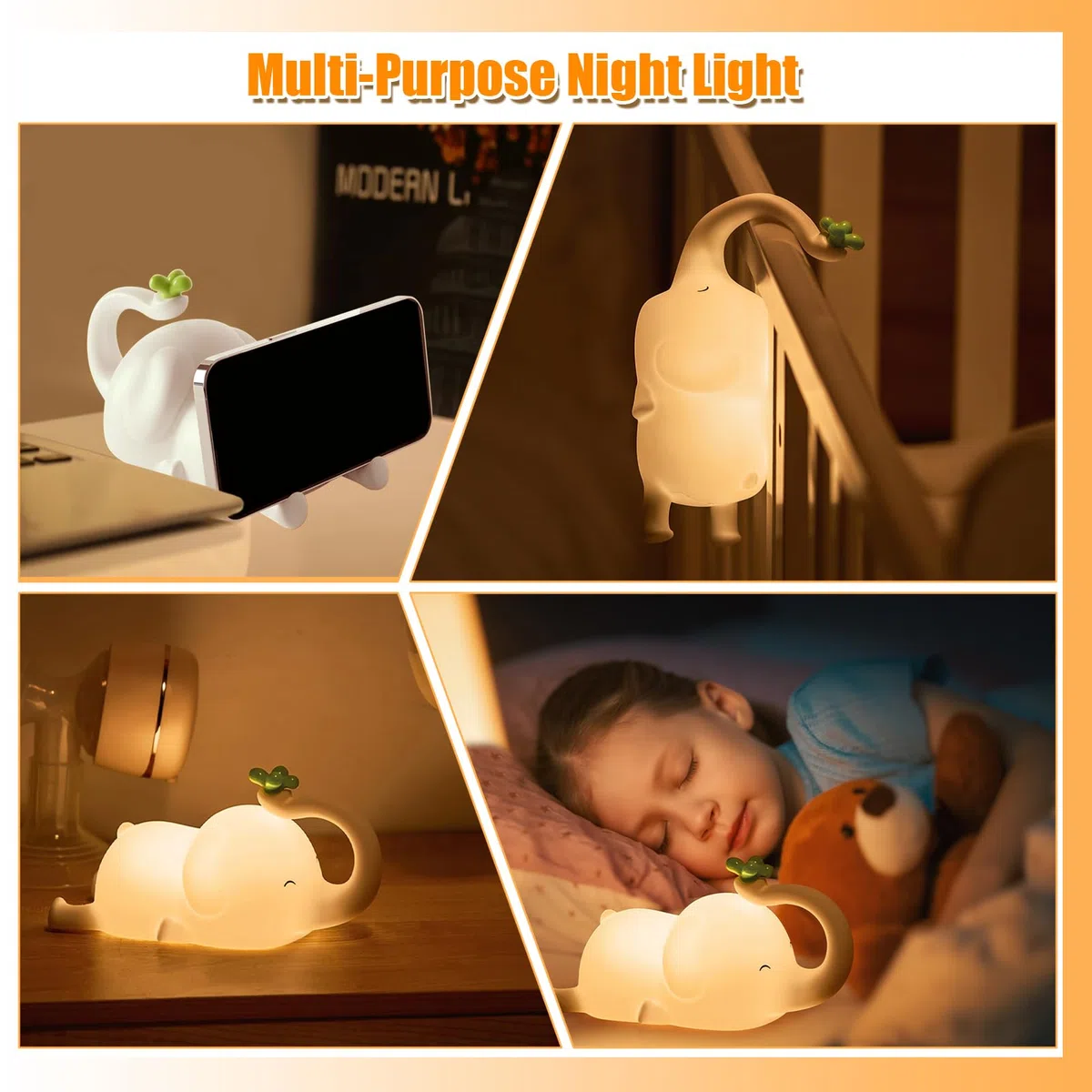 Luce Notturna Bambini, Silicone Lampada da Comodino Neonato Con Funzione Timer, Luce Notturna Bambini Ricaricabile, Lampada Notturna Touch, Luce Notturna per Regalo Neonato Ragazza Ragazzo