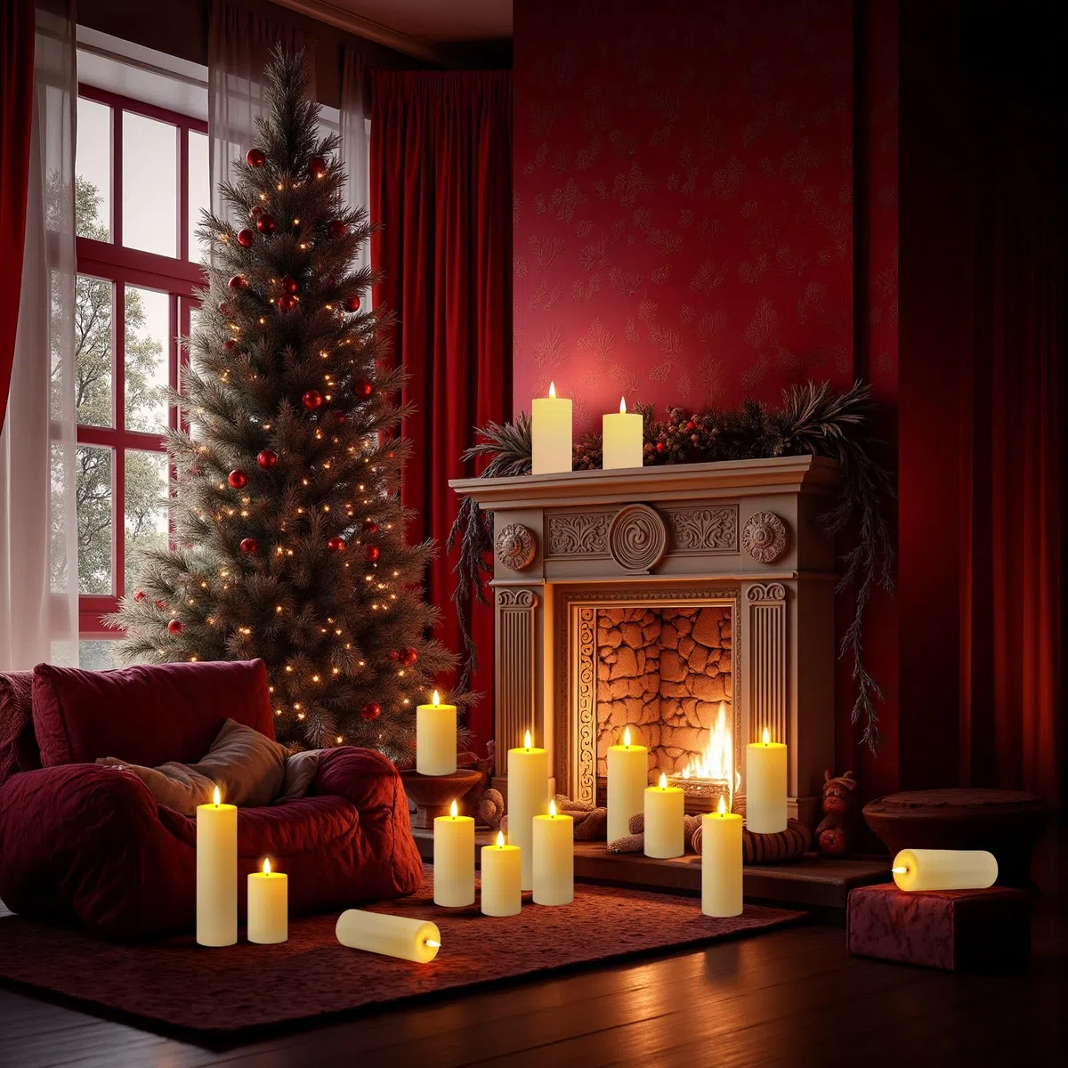 Ketom 8 Pezzi Candele LED Fiamma Oscillante, Candele Finte a Batteria con Telecomando e Timer, Avorio Pilastro Impermeabile Luci Senza Fiamma, D5,5cm, Altezza 13/15/17/20cm, Pile Non Incluse