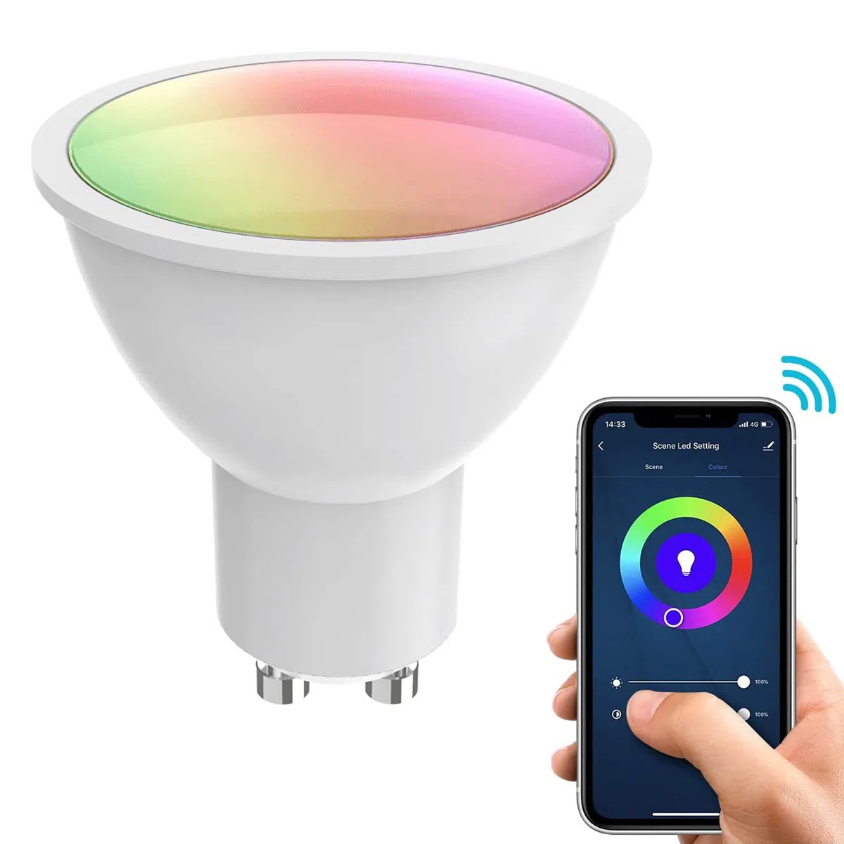 Planetitaly Faretto incasso IP65 SMART WiFi controllo vocale 5W GU10 RGB CCT da 2700K a 6500K cromoterapia luci box doccia 230V (Colore Bianco)