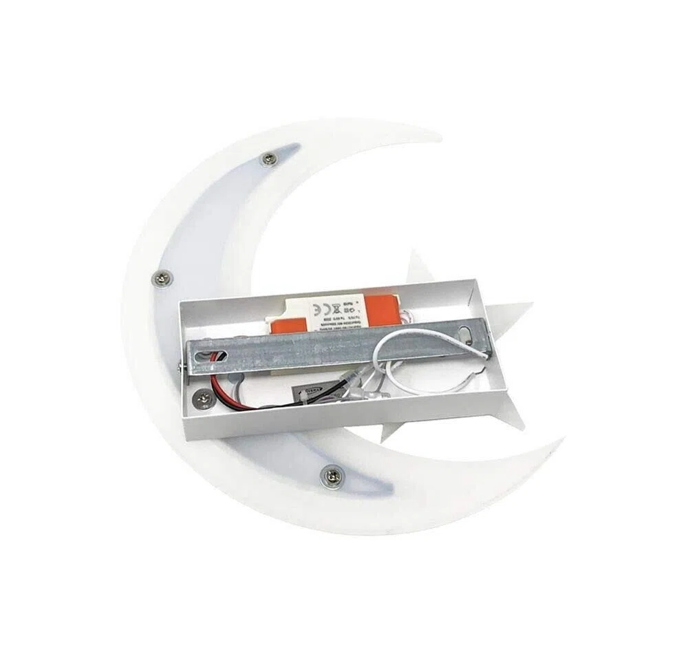 Universo Applique a led illuminazione per interno 11W lampada da parete moderna a forma di luna e stella (Luna a luce fredda con stella luce calda)