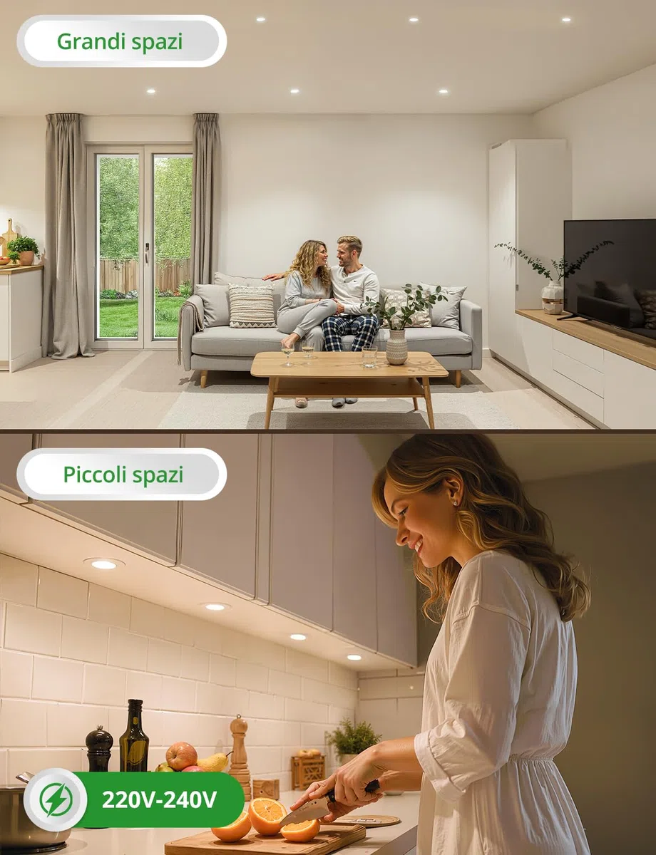 HOMEOW Faretti LED da Incasso per Cartongesso 4W, Diametro Foro 55-68mm, 29mm Ultrasottili, IP44 Faretti Led Soffitto, Regolabile Calda 2700K, Neutro 4000K e Freddo 6000K, Non Dimmerabili, Set di 6