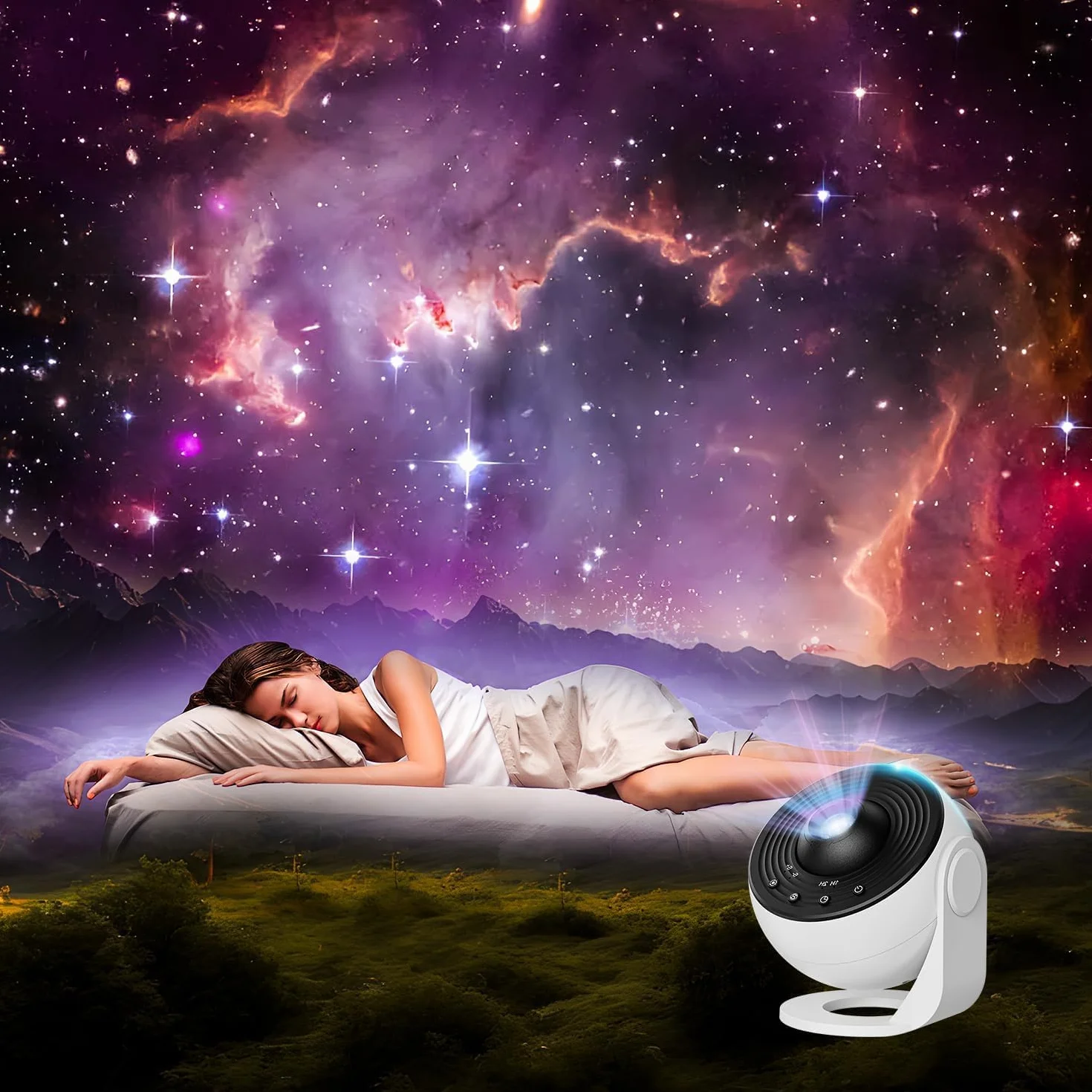 Macchiatto Upgrade Proiettore Stelle Soffitto Planetarium Projector PRO, Galaxy Projector Lamp with 13 Planet Discs, Timer, Luce Notturna Proiettore Stellato per Bambini Adulti Bianco