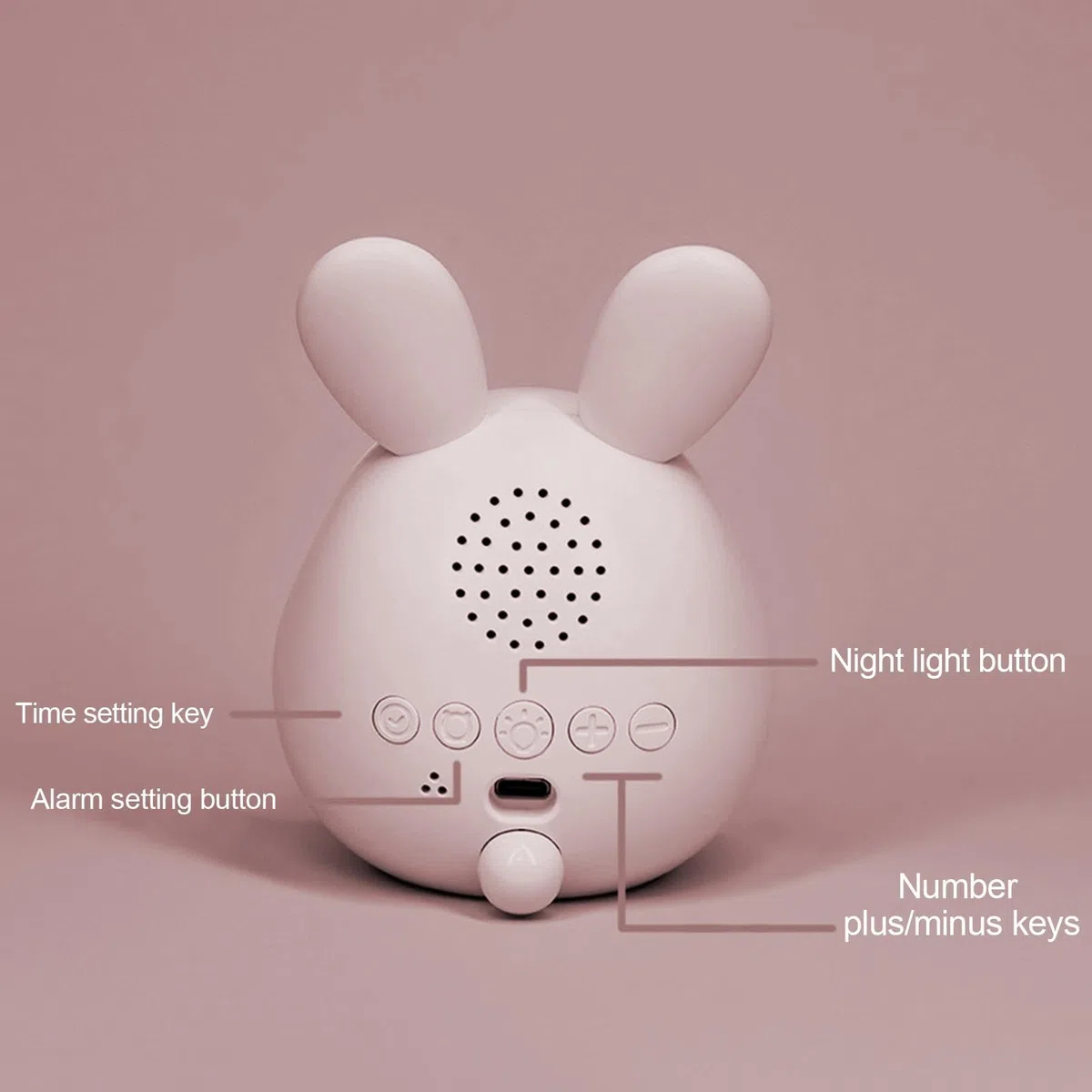 Generico Orologio con luce notturna per bambini, Sveglia per bambini | Sveglia Coniglio | Sveglia digitale, orologi digitali per camere da letto, ricarica USB, design con luce notturna per bambini