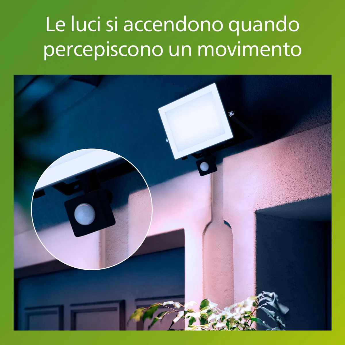 PHILIPS Lois, Proiettore per Esterni, con Sensore di Movimento, 50 W, 5000 K,Nero