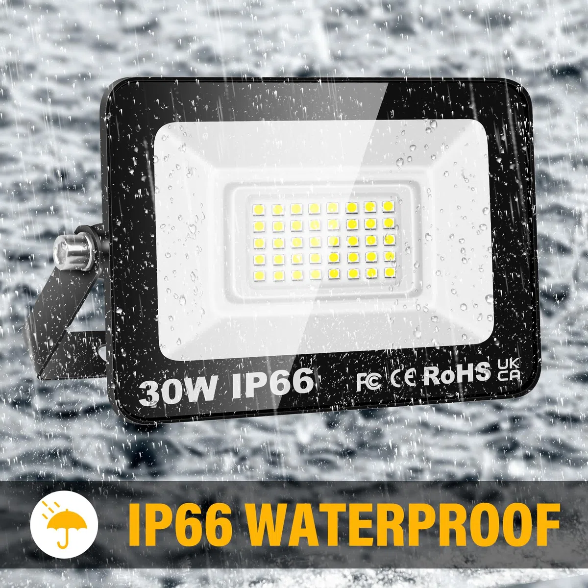PICAA Faretto LED da Esterno, 2X 30W Faro da Lavoro a LED 6500K, luce di sicurezza LED,Proiettore Super Luminoso, Proiettore da Costruzione per Campeggio, Riparazione Auto, Escursionismo e Pesca