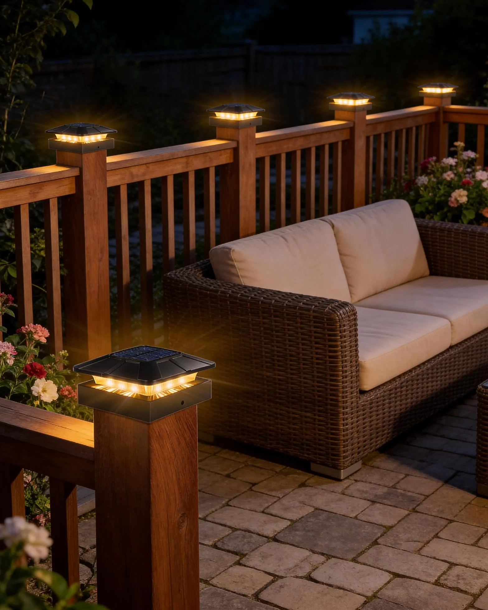BRIMAX Plafoniera Solare per Pali 10x10 CM, 3 Temperature Colore 3000K/4500K/6000K, Regolabile 50%/100%, Autonomia 12-20H, Impermeabile IP65, Luce LED per Pali di Recinzione/Giardino/Terrazza, 2 Pezzi