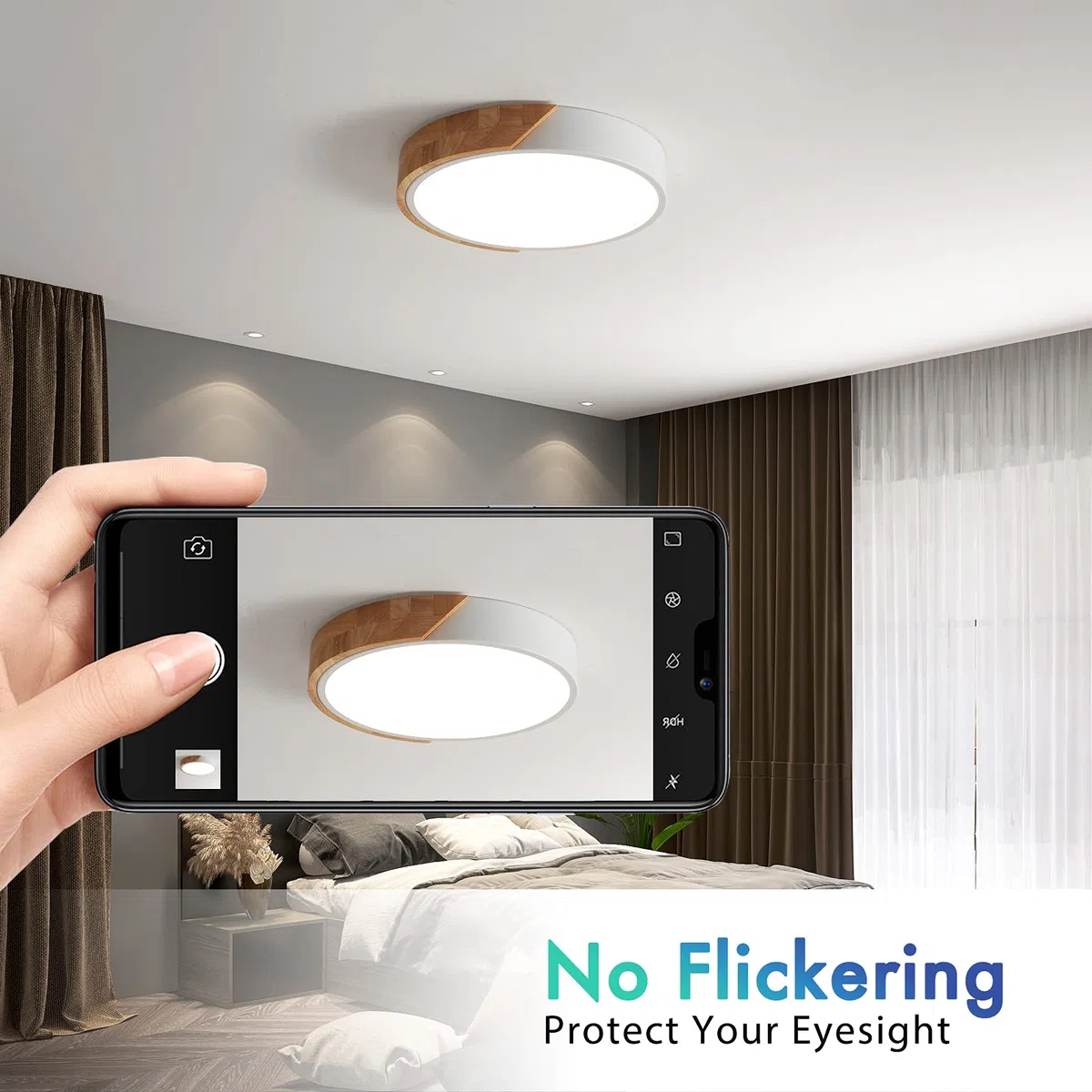 Plafoniera LED 24W Bianco Caldo 3000K 1600LM,Plafoniere LED Moderne Rotonde in Legno per Interni Ø30cm per Salotto Soggiorno Cucina Sala da Pranzo Corridoio Home Office