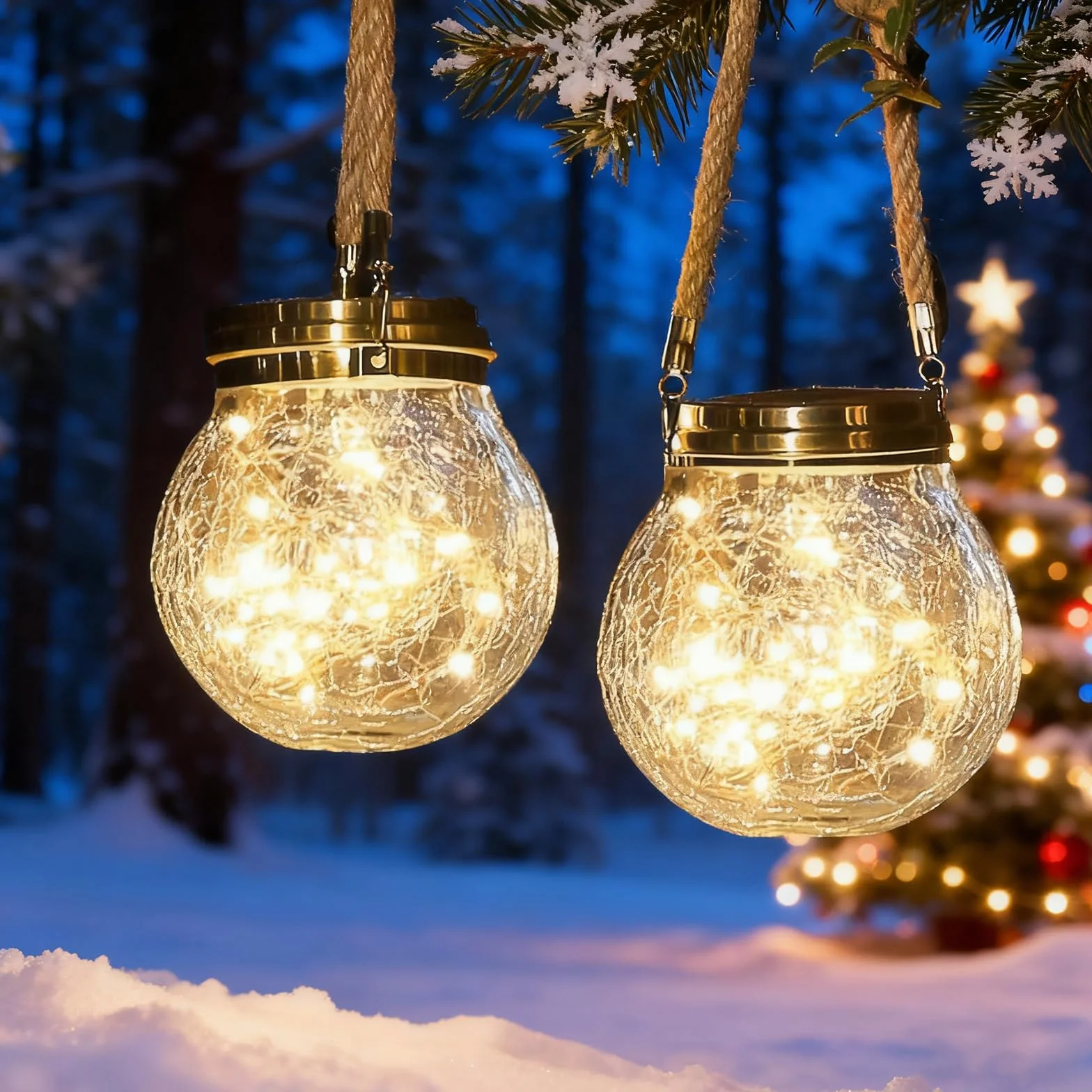 Lanterna Solare Esterno - XRR 30 LEDs 2 Pezzi Lanterne Solari da Esterno di vetro Impermeabile Luci Solari, Sospensione Solare Giardino Decorativa per Gazebo, Patio, Parco, Prato (Bianco Caldo)